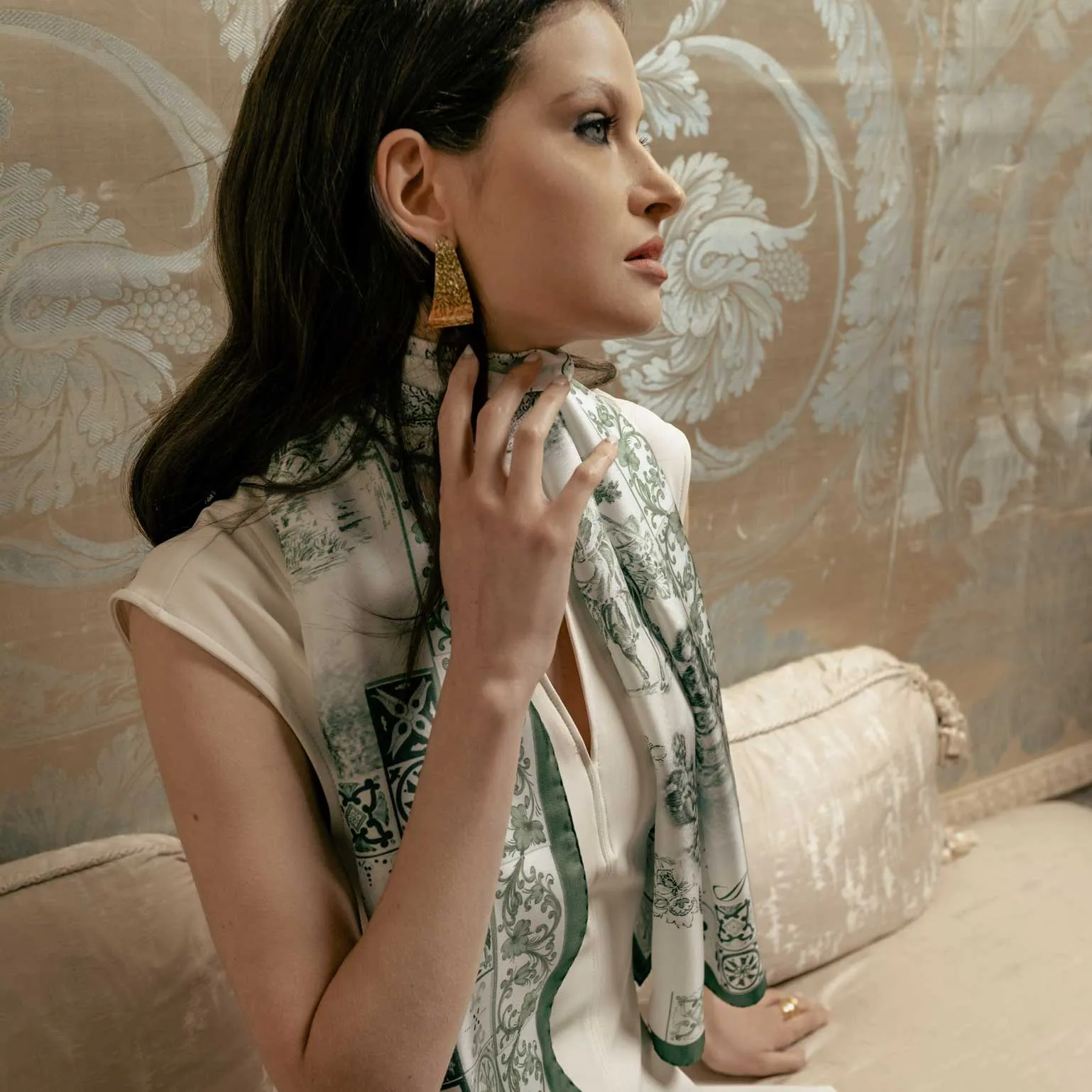 Toile - Long Silk Scarf - Green sold by Elizabetta product image thumbnail 4