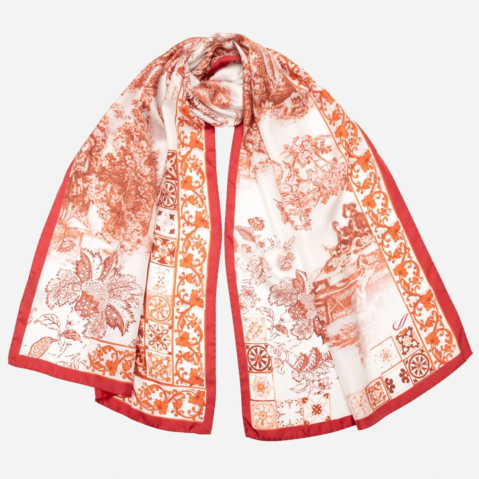 Toile - Long Silk Scarf - Red sold by Elizabetta