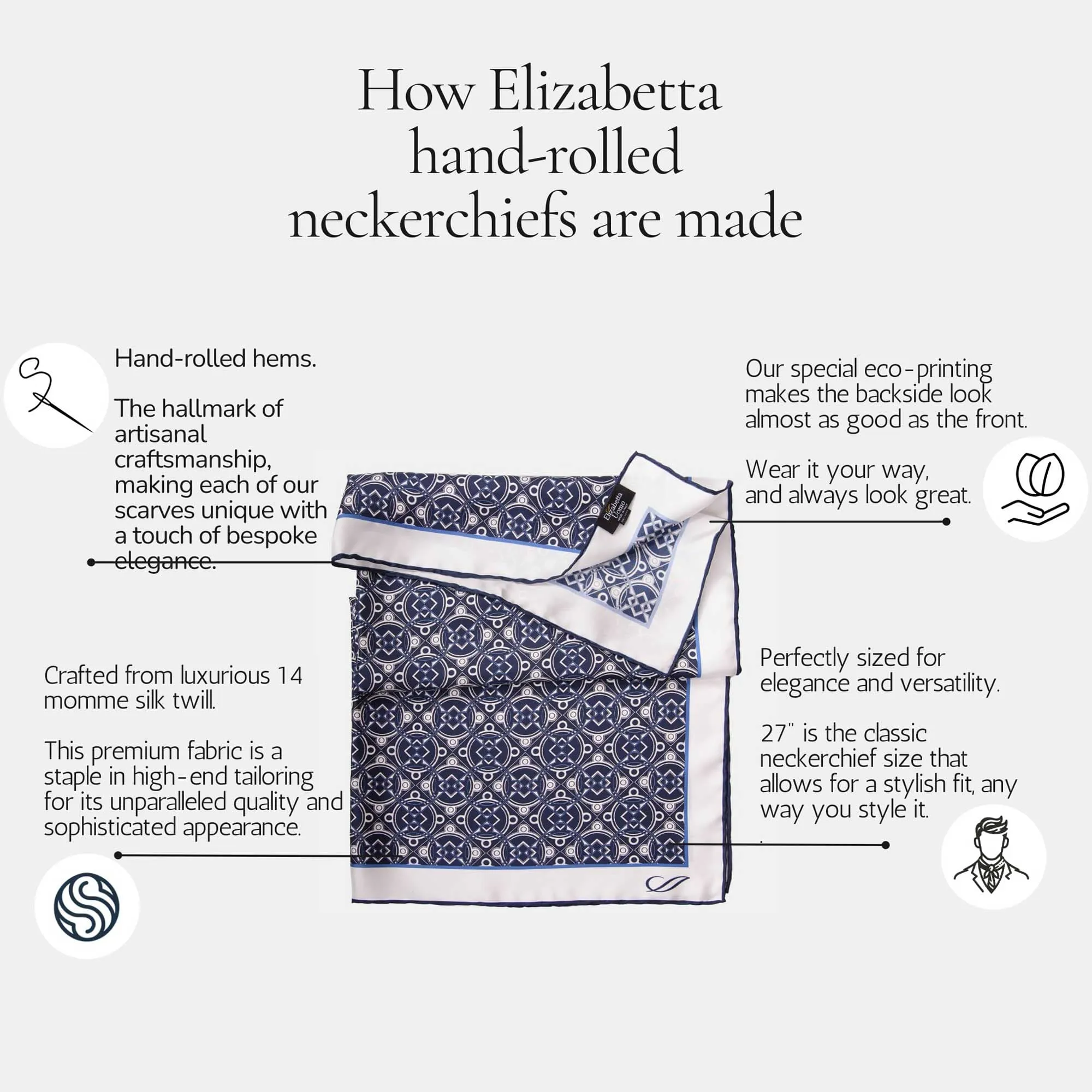 Feroni - Silk Neckerchief - Blue sold by Elizabetta product image thumbnail 5