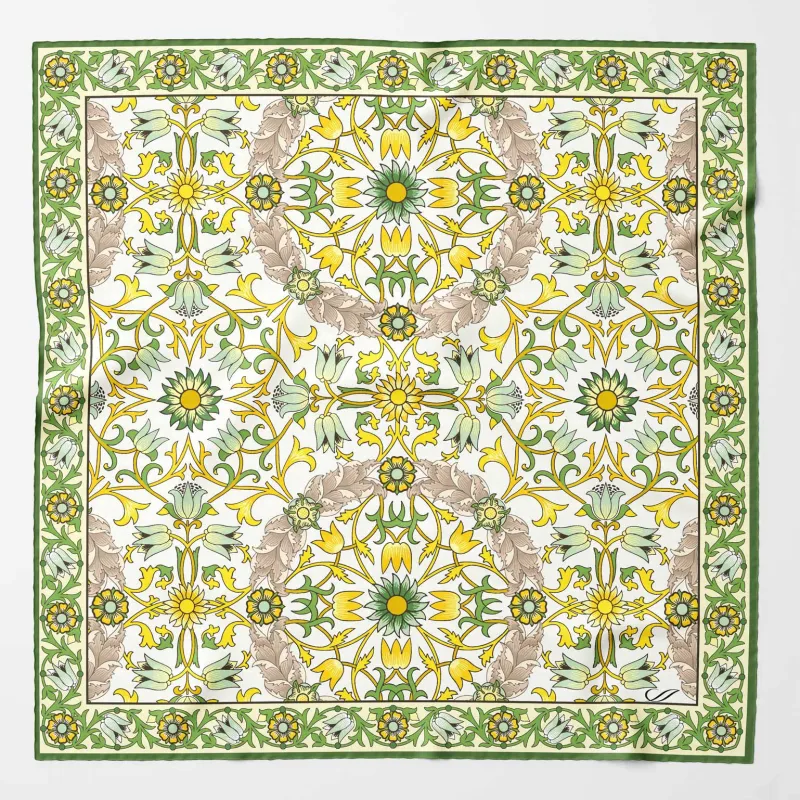 Itria - Silk Pocket Square - Green and Yellow sold by Elizabetta