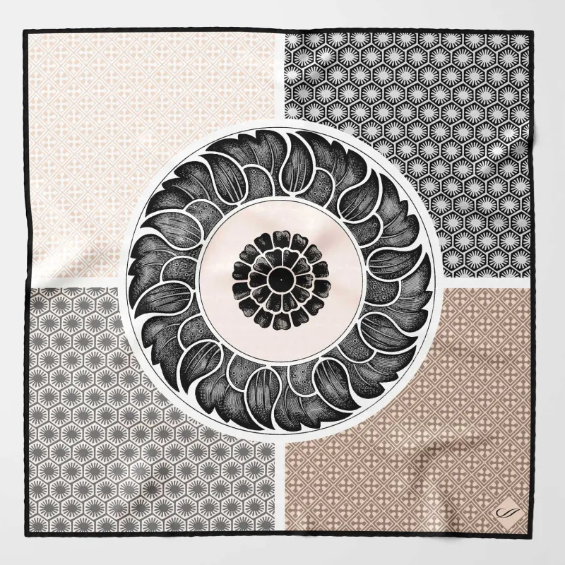 Monza - Silk Pocket Square - Charcoal sold by Elizabetta