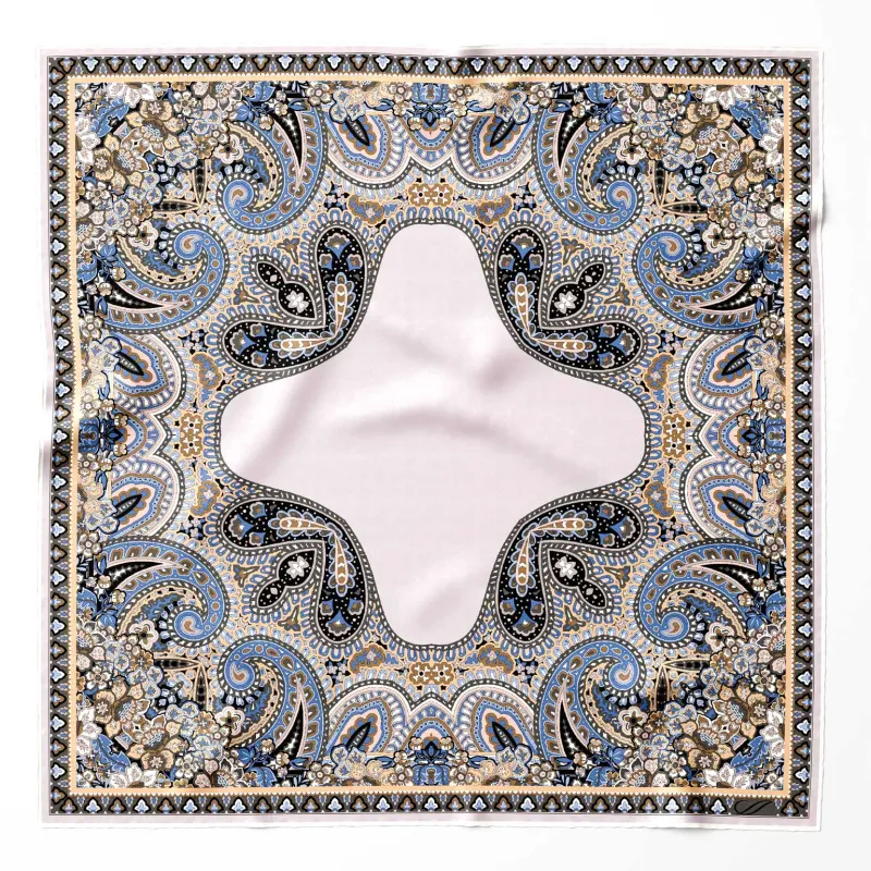 Perugia - Silk Pocket Square - Blue and Brown sold by Elizabetta