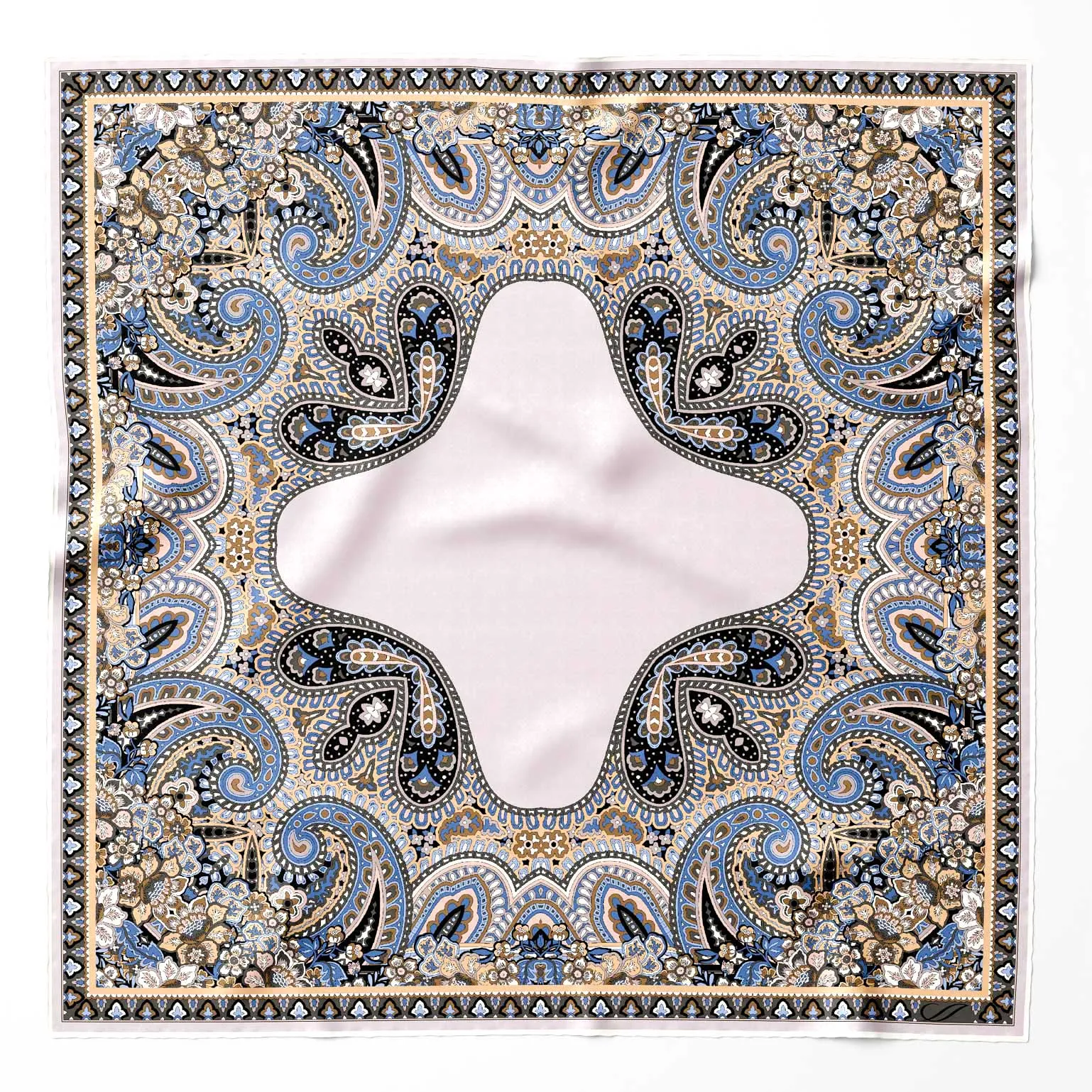 Perugia - Silk Pocket Square - Blue and Brown sold by Elizabetta
