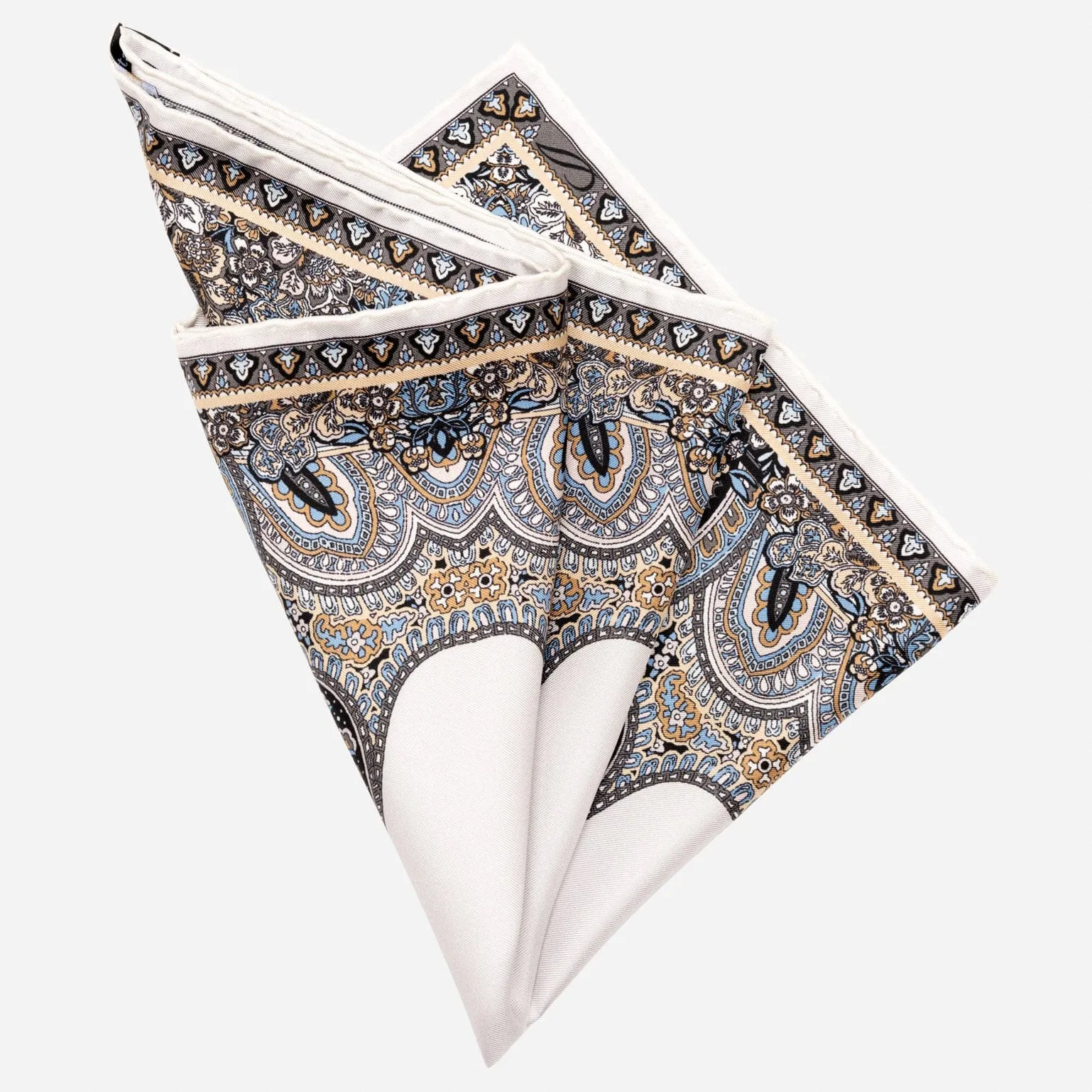 Perugia - Silk Pocket Square - Blue and Brown sold by Elizabetta product image thumbnail 2