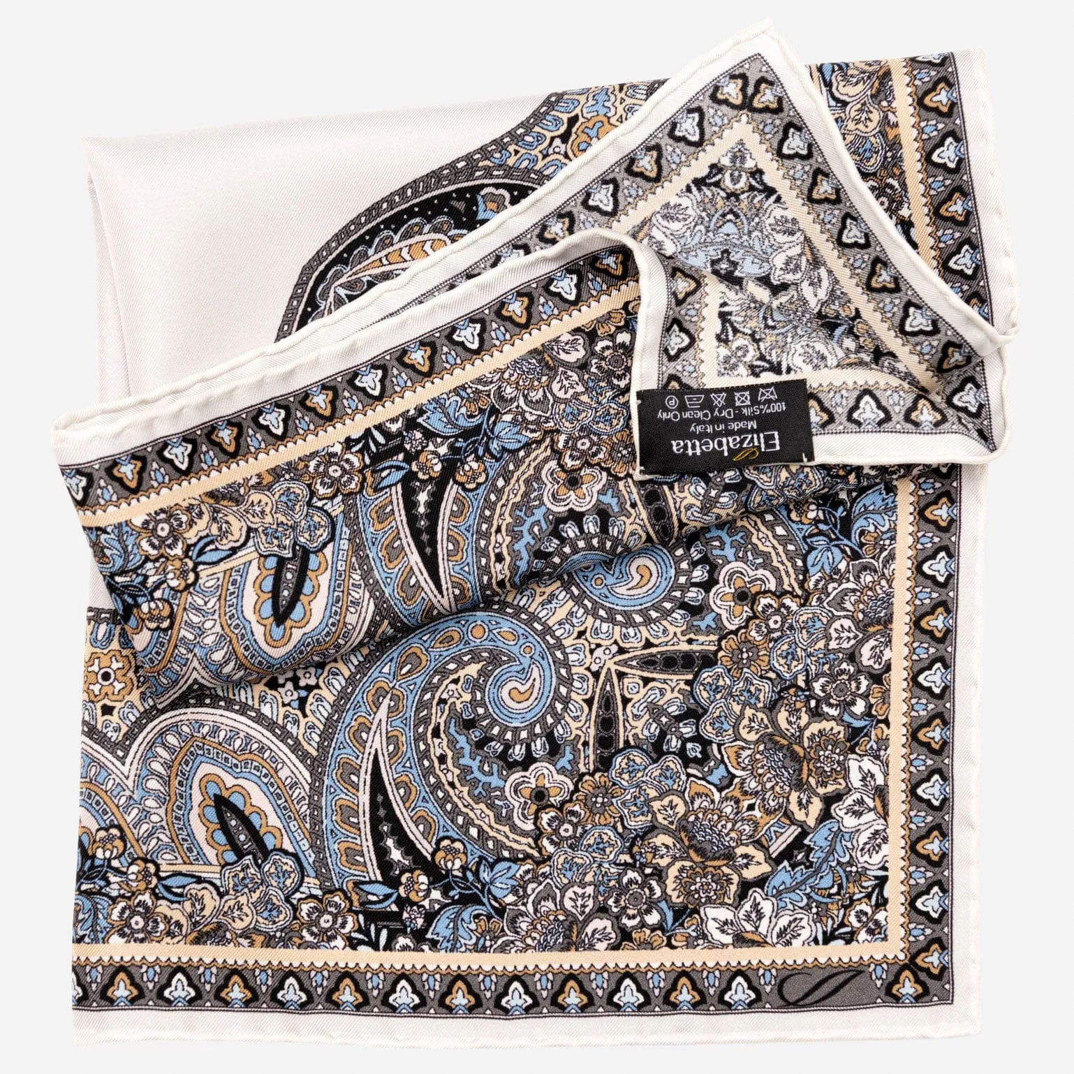 Perugia - Silk Pocket Square - Blue and Brown sold by Elizabetta product image thumbnail 4