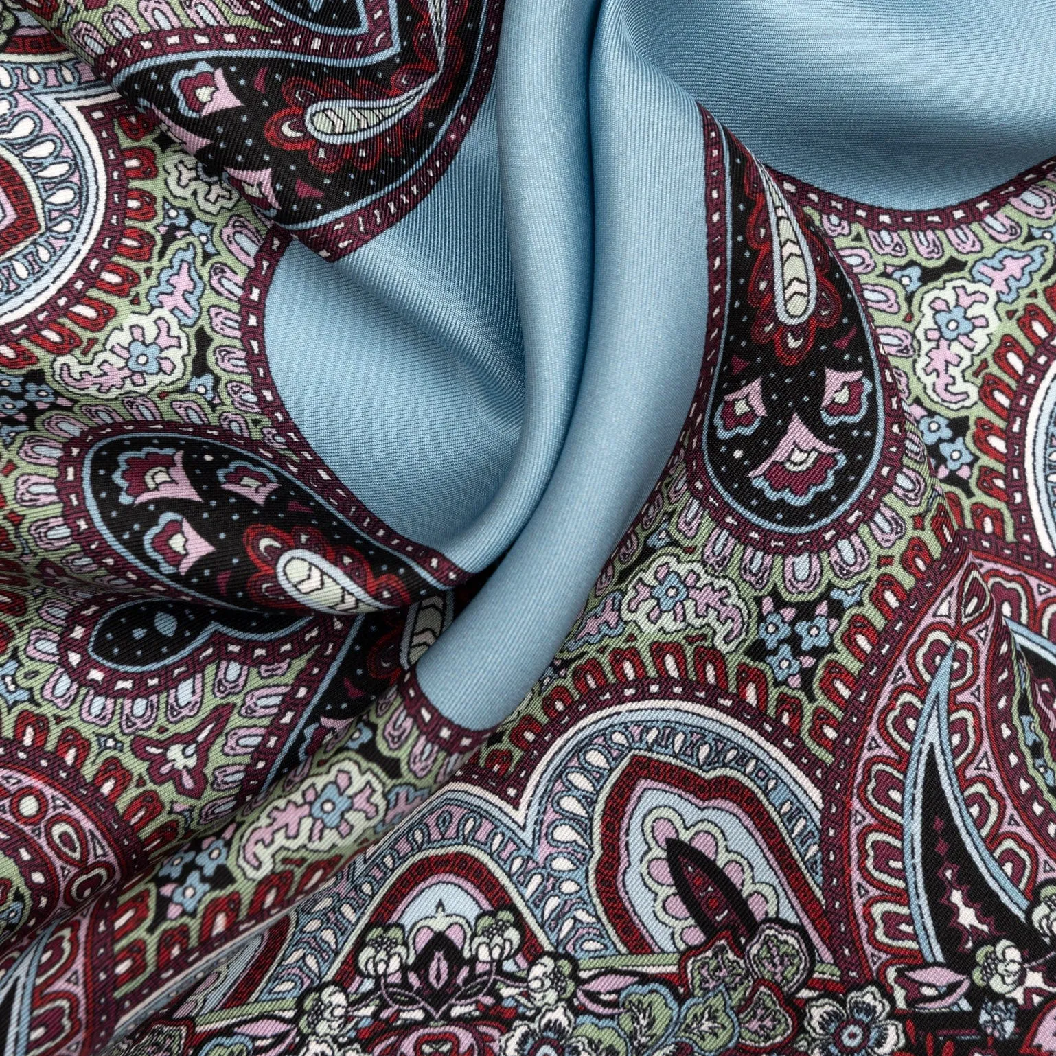 Perugia - Silk Pocket Square - Blue and Burgundy sold by Elizabetta product image thumbnail 3