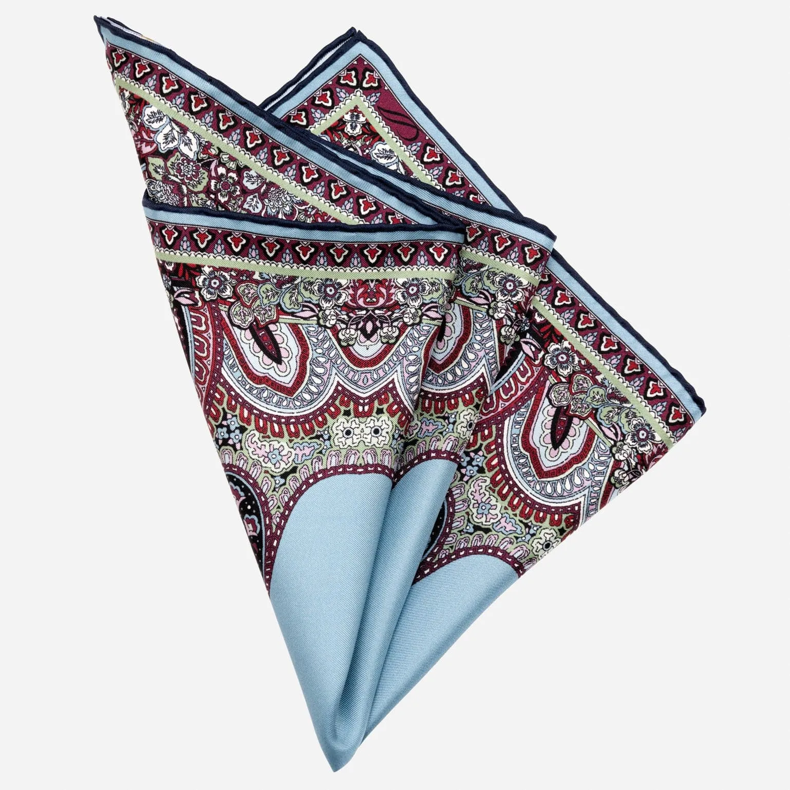 Perugia - Silk Pocket Square - Blue and Burgundy sold by Elizabetta product image thumbnail 2