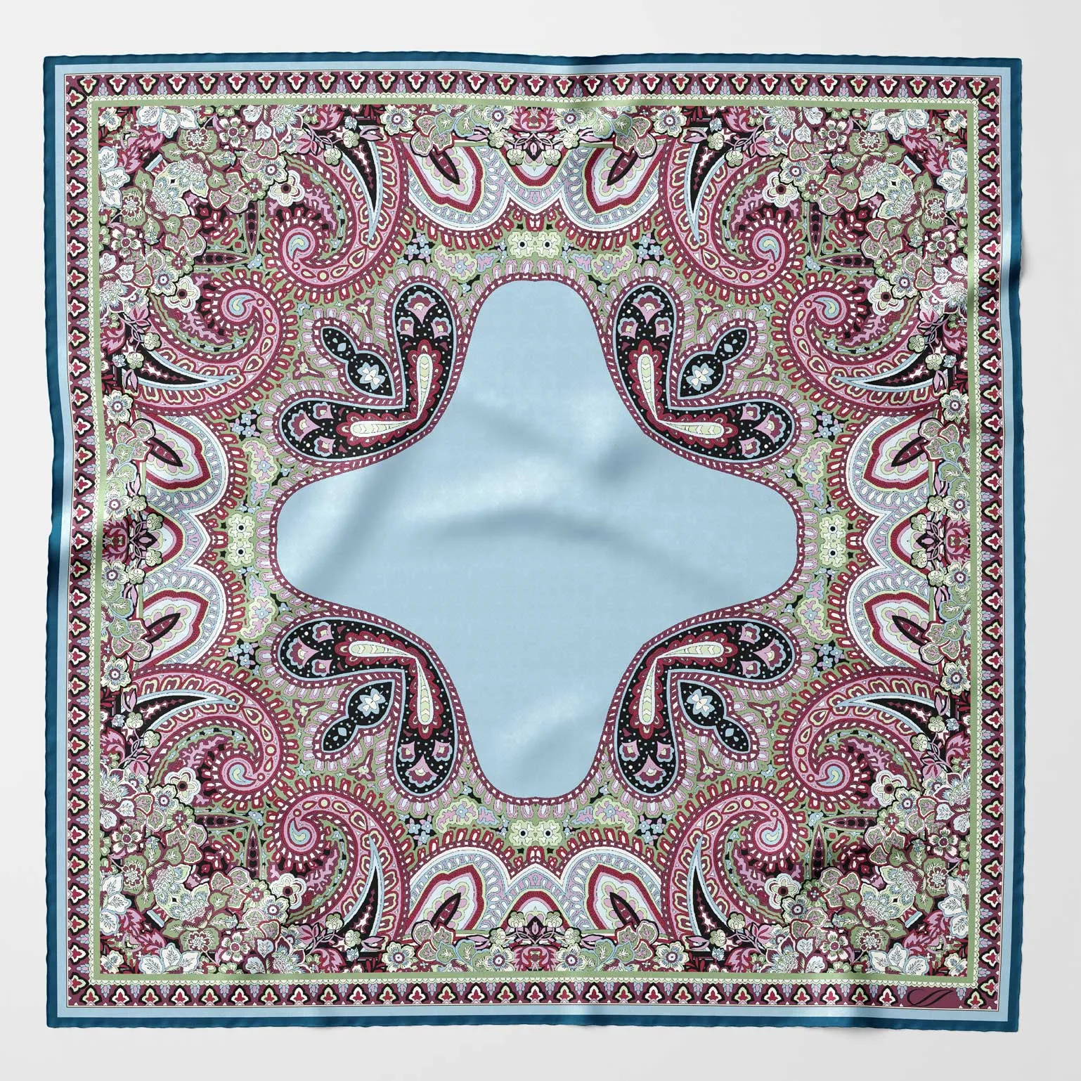 Perugia - Silk Pocket Square - Blue and Burgundy sold by Elizabetta