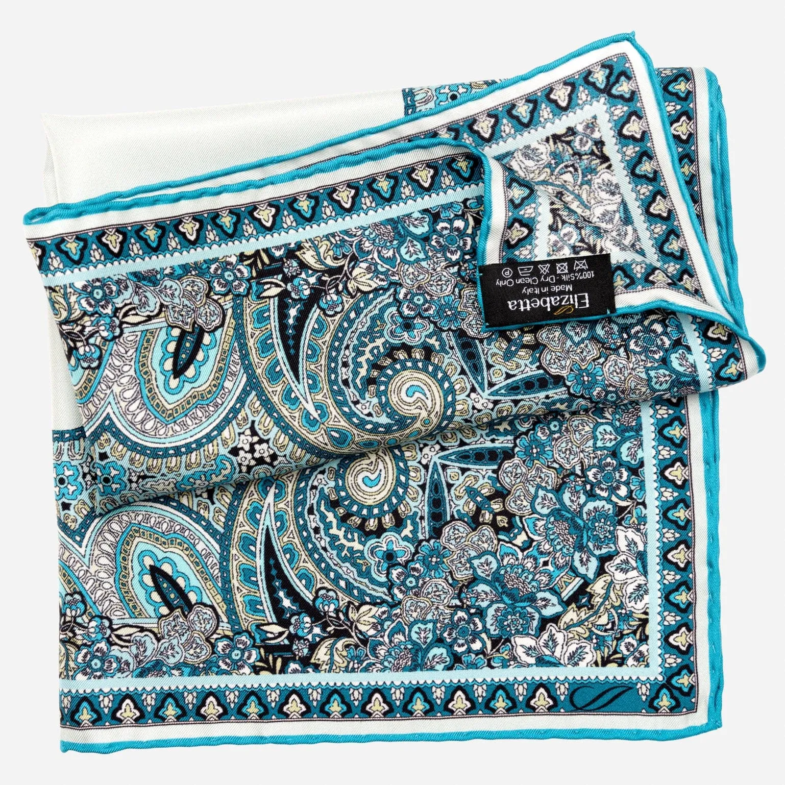 Perugia - Silk Pocket Square - Turquoise sold by Elizabetta product image thumbnail 4