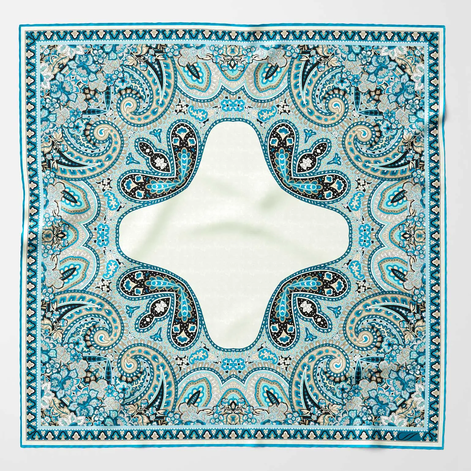 Perugia - Silk Pocket Square - Turquoise sold by Elizabetta