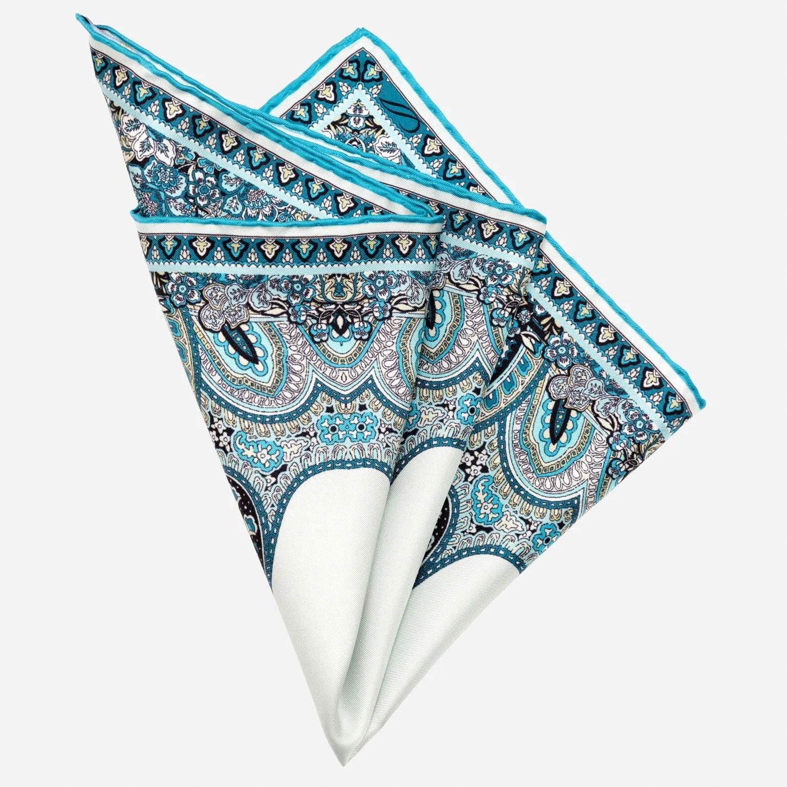 Perugia - Silk Pocket Square - Turquoise sold by Elizabetta product image thumbnail 2