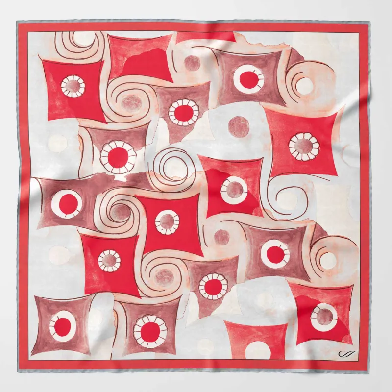 Prato - Silk Pocket Square - Red sold by Elizabetta