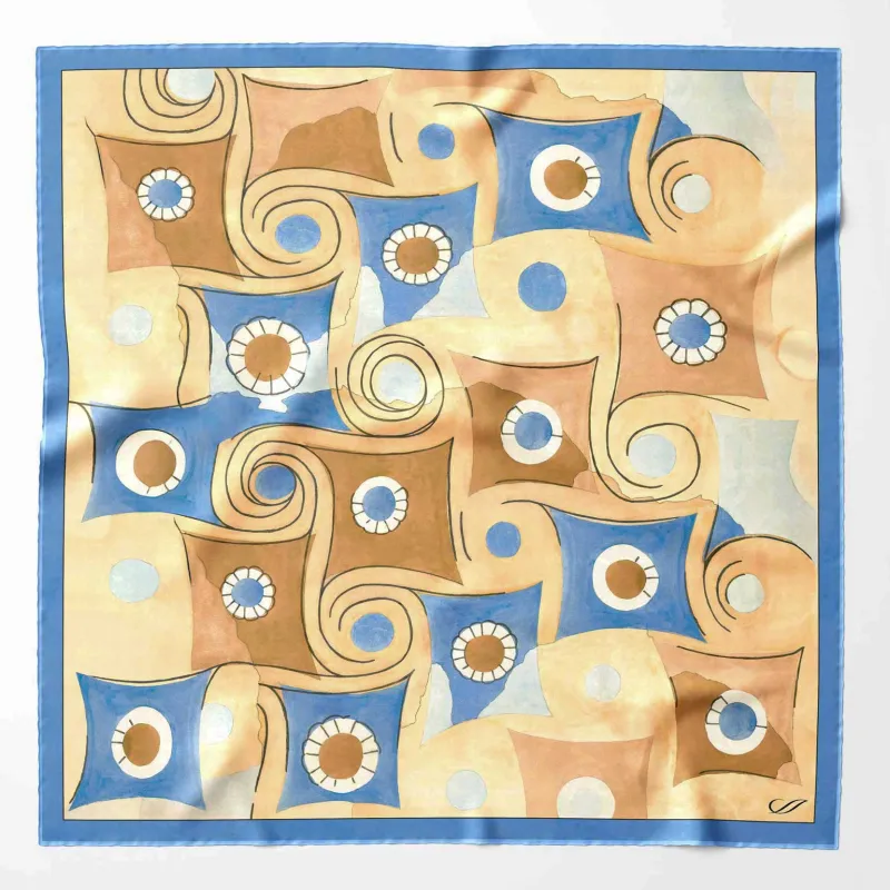 Prato - Silk Pocket Square - Yellow and Blue sold by Elizabetta