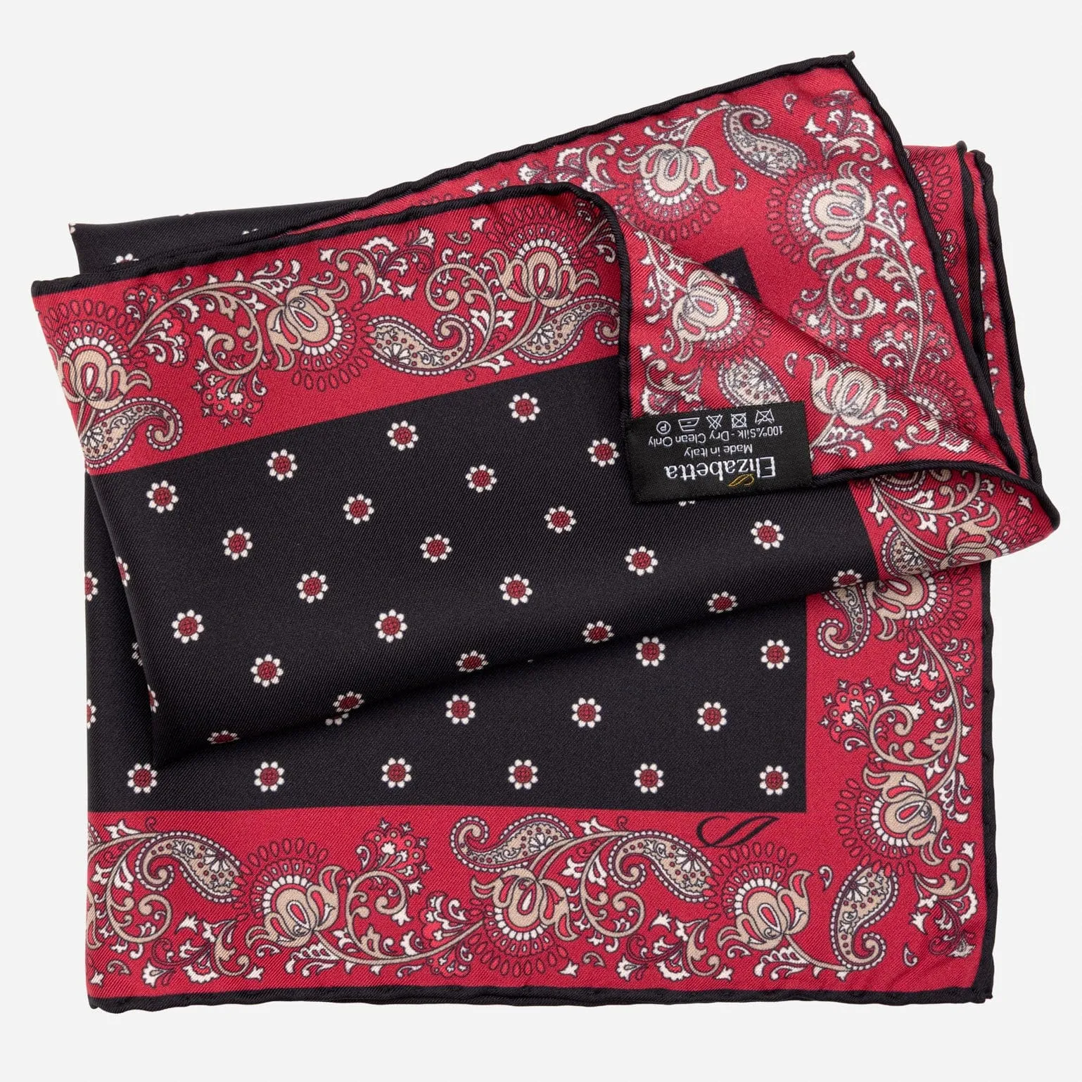 Sangiovese - Silk Pocket Square - Black and Red sold by Elizabetta product image thumbnail 4