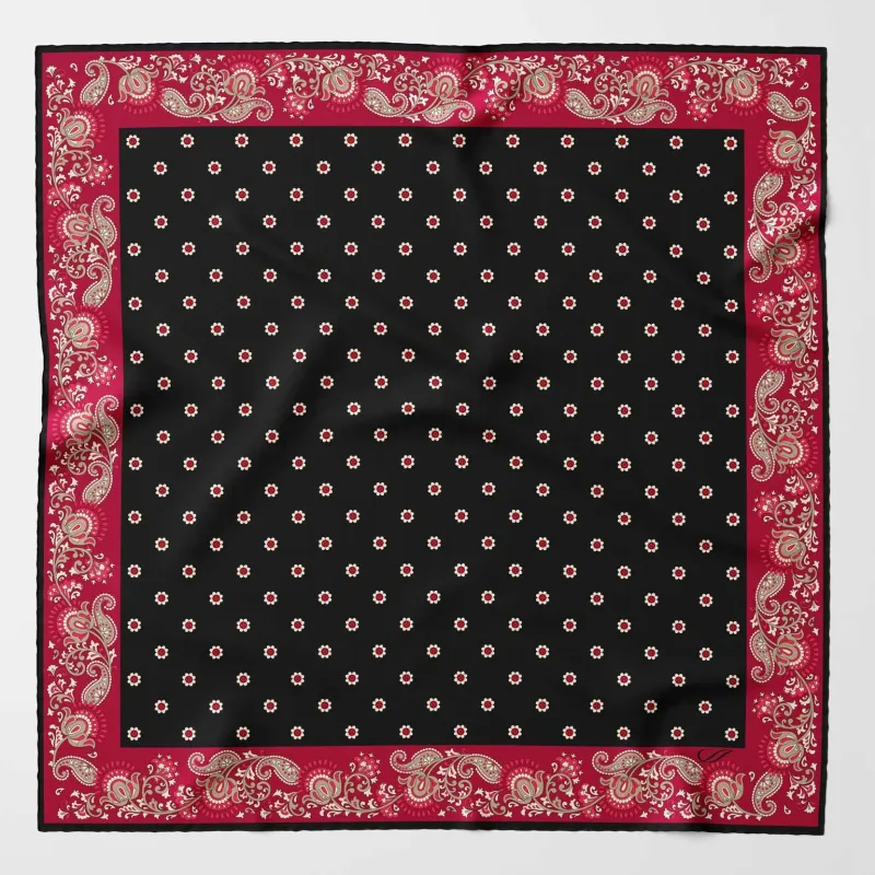 Sangiovese - Silk Pocket Square - Black and Red sold by Elizabetta