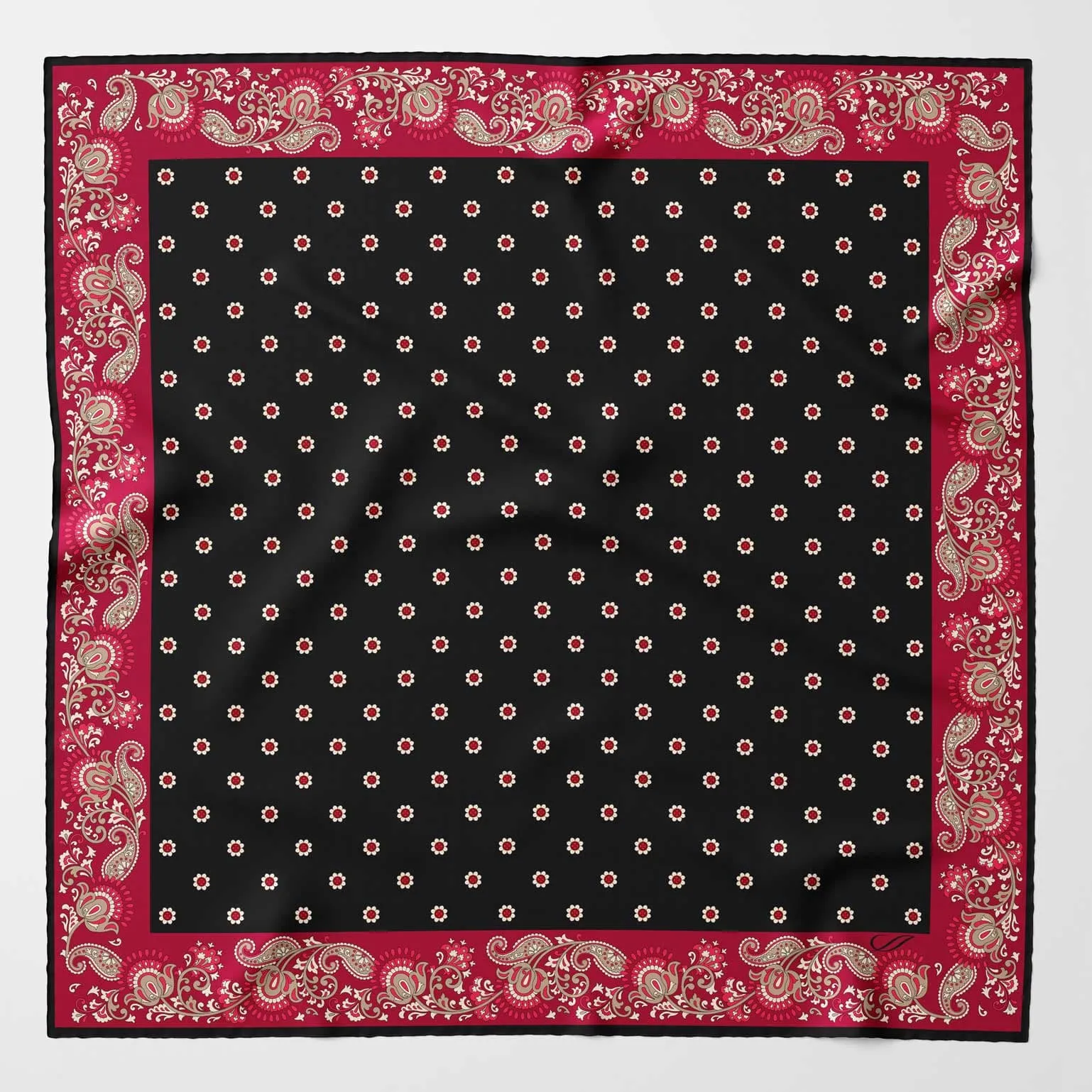 Sangiovese - Silk Pocket Square - Black and Red sold by Elizabetta