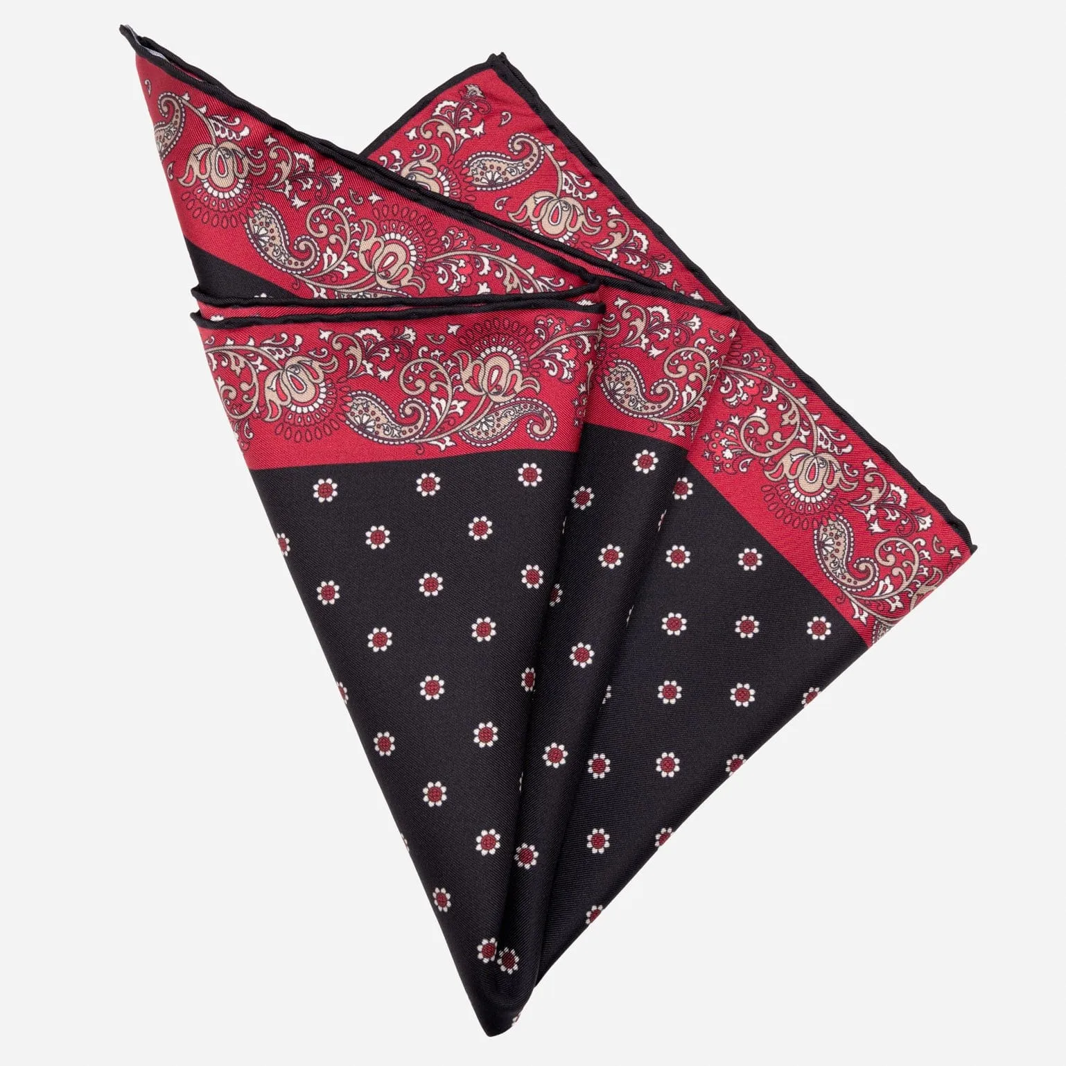 Sangiovese - Silk Pocket Square - Black and Red sold by Elizabetta product image thumbnail 2