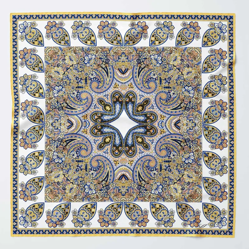 Torino - Silk Pocket Square - Blue & Yellow sold by Elizabetta