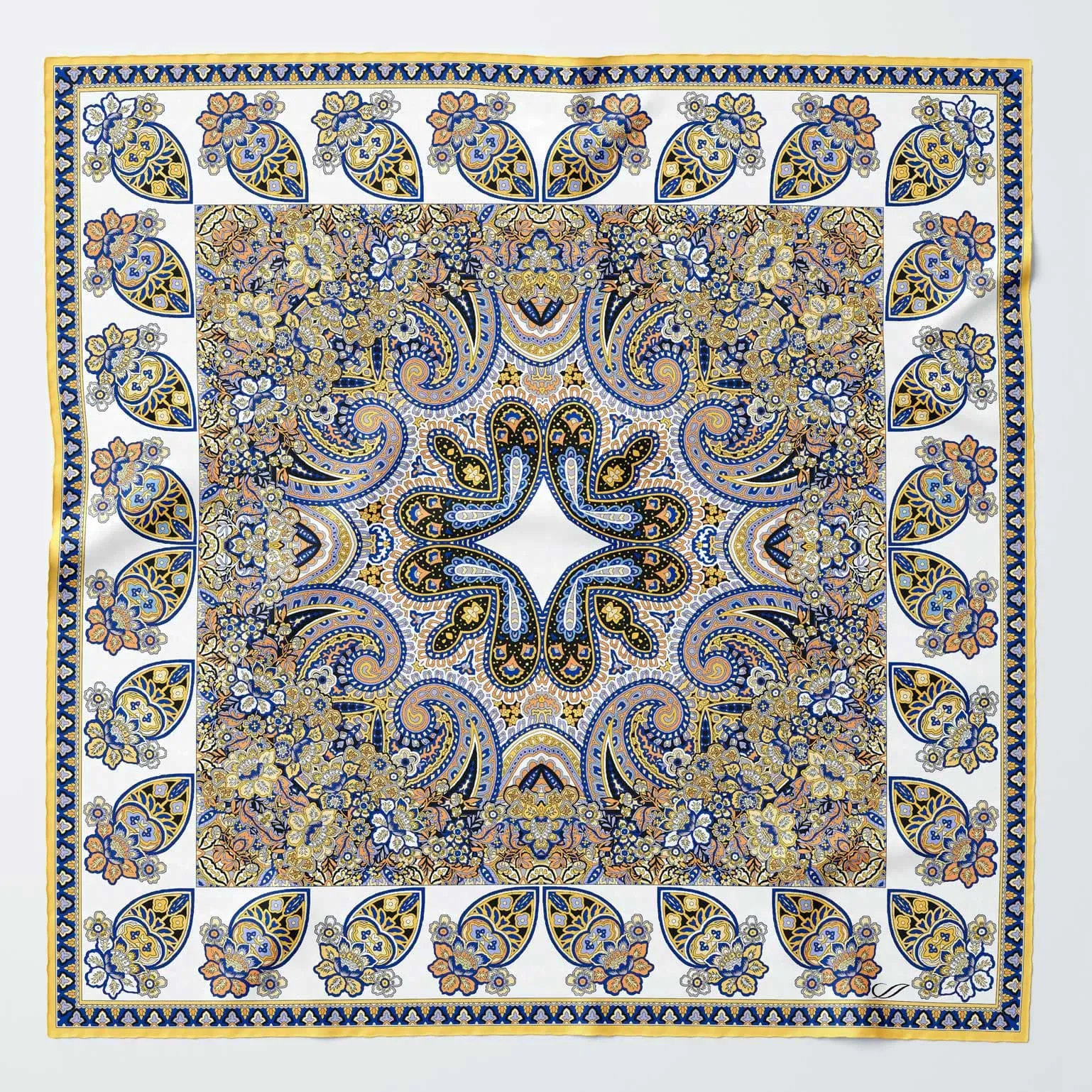 Torino - Silk Pocket Square - Blue & Yellow sold by Elizabetta