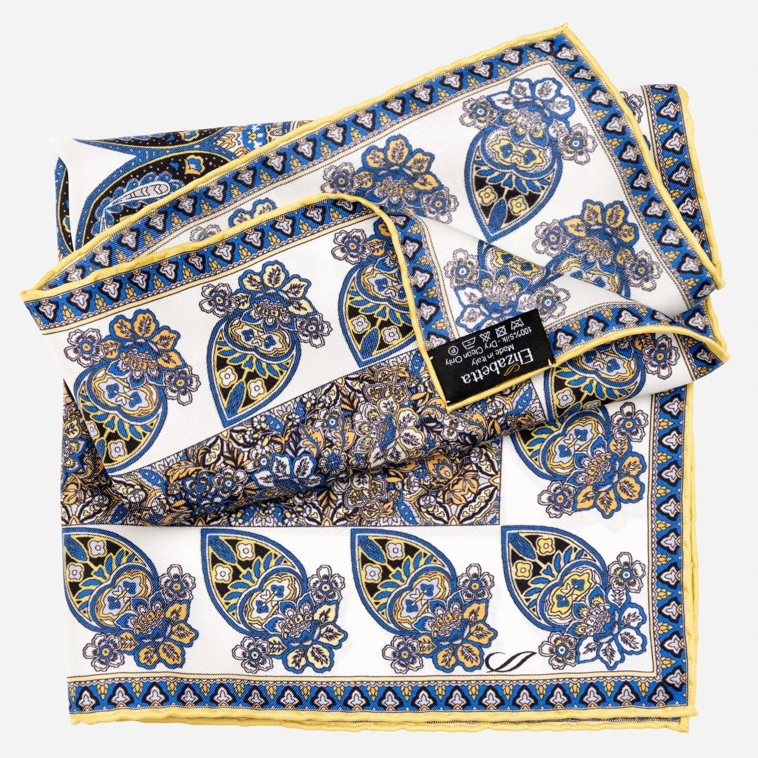 Torino - Silk Pocket Square - Blue & Yellow sold by Elizabetta product image thumbnail 4