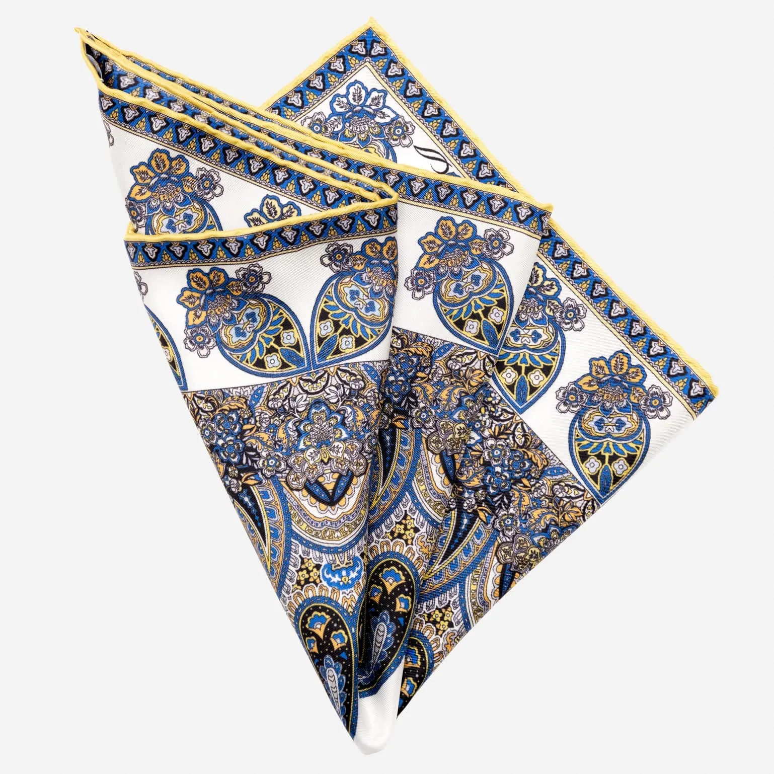 Torino - Silk Pocket Square - Blue & Yellow sold by Elizabetta product image thumbnail 2