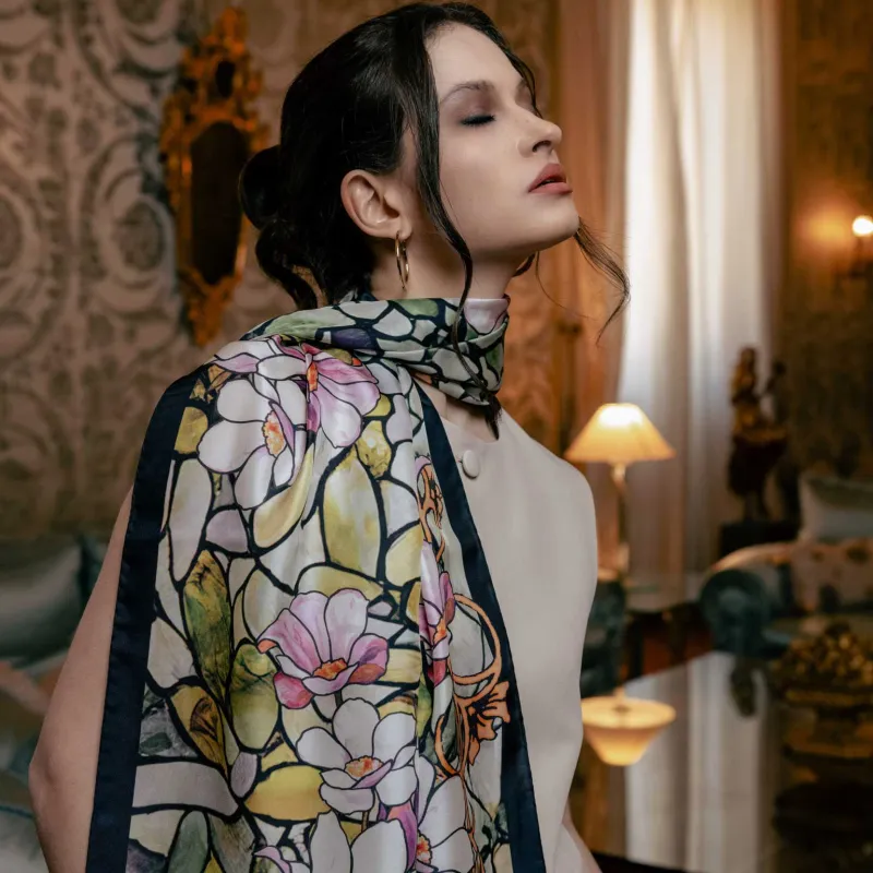Tiffany - Long Silk Scarf - Pink sold by Elizabetta
