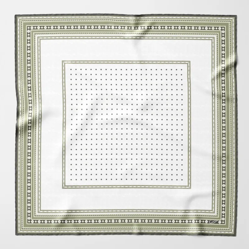 Verona - Silk Neckerchief - White & Sage sold by Elizabetta