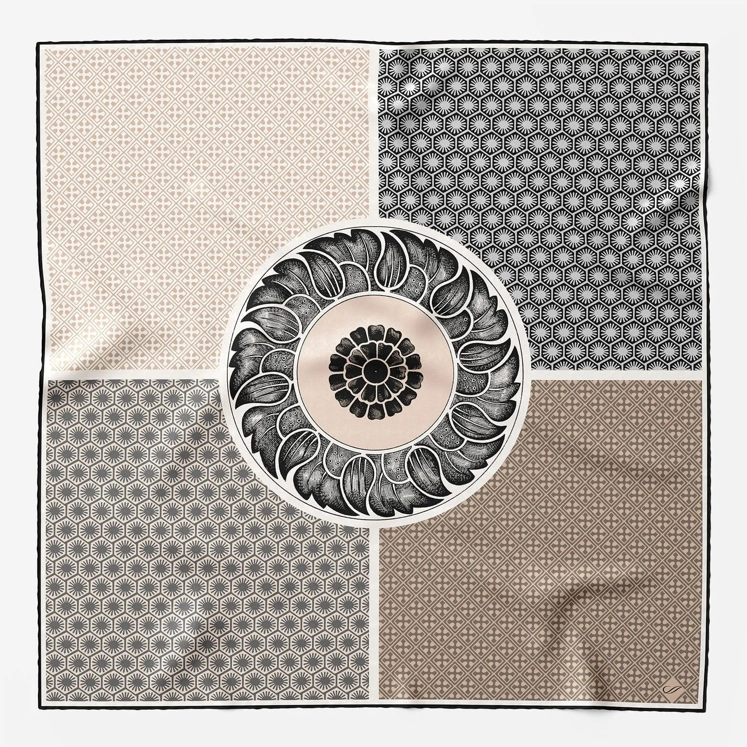 Feroni - Silk Neckerchief - Charcoal sold by Elizabetta