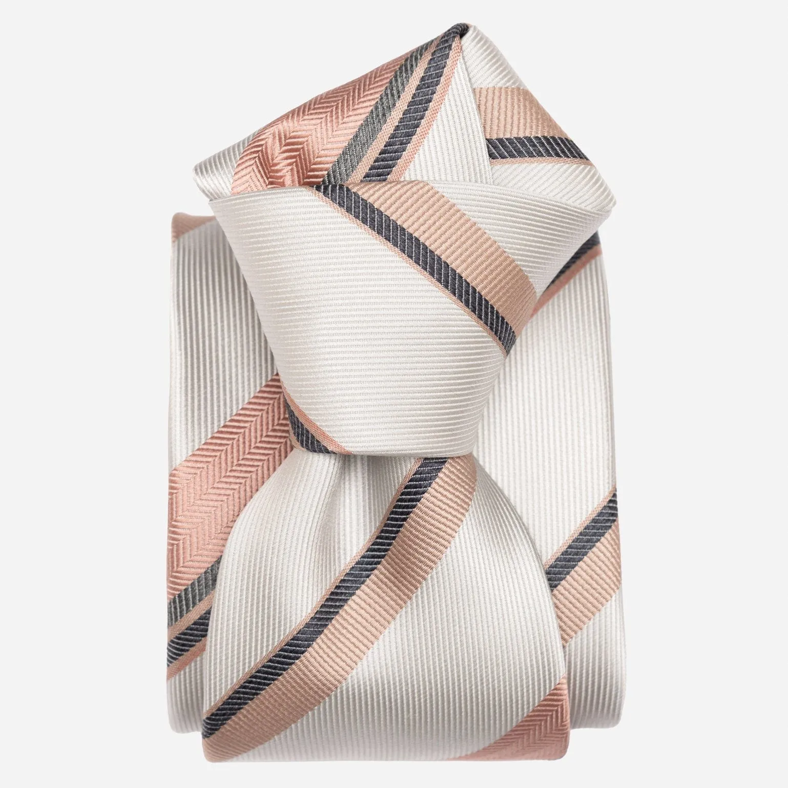 Taormina - Silk Jacquard Tie - Blush and Pale Grey sold by Elizabetta