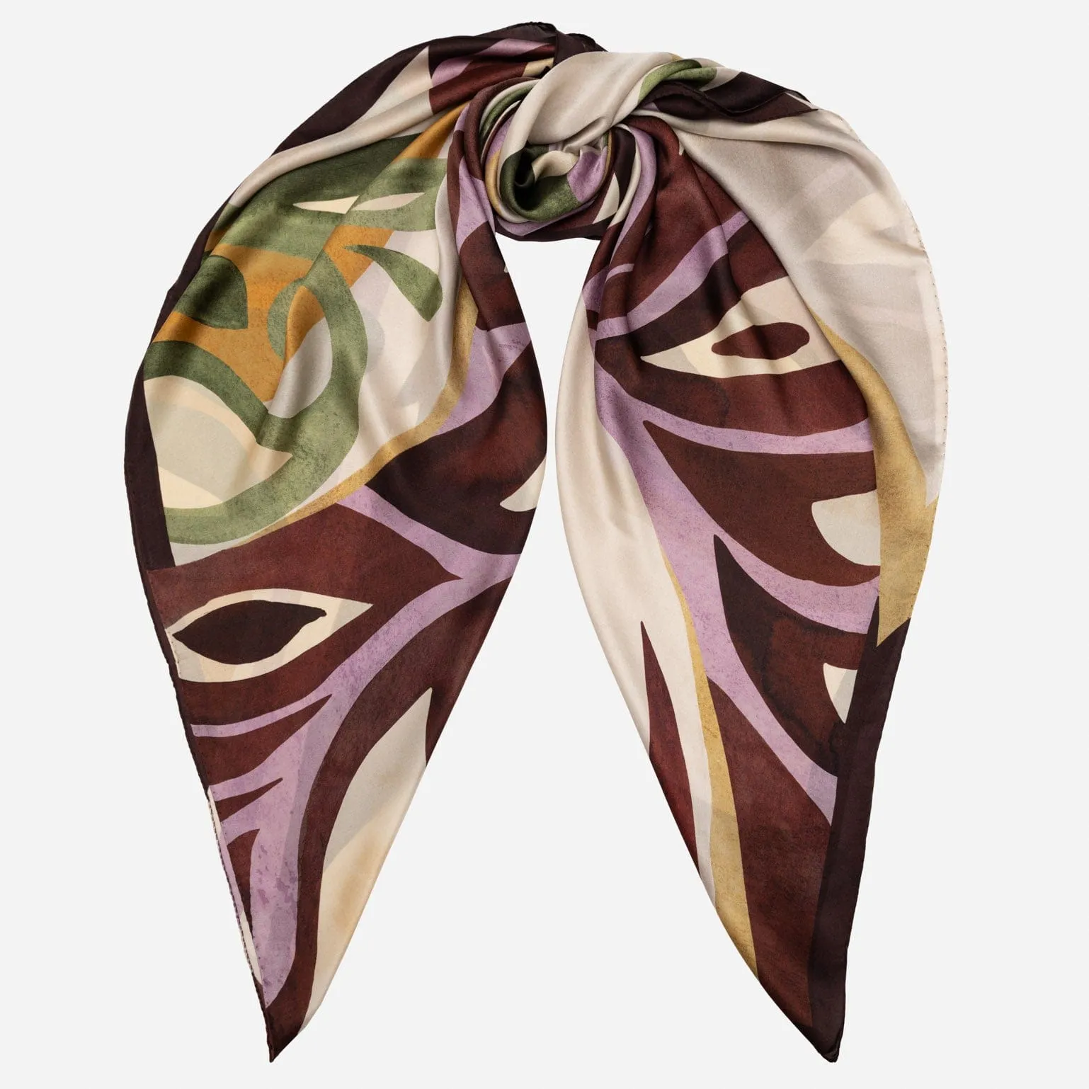 Livia - Silk Scarf Shawl - Burgundy, Moss Green & Lavender sold by Elizabetta product image thumbnail 2