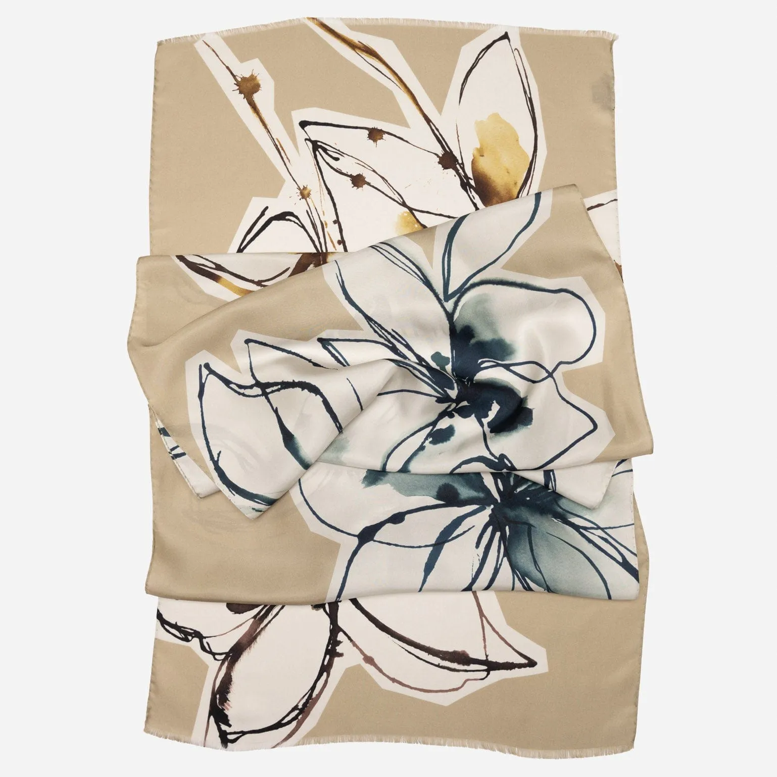 Mara - Long Silk Scarf - Beige, Brown, Bronze sold by Elizabetta product image thumbnail 2