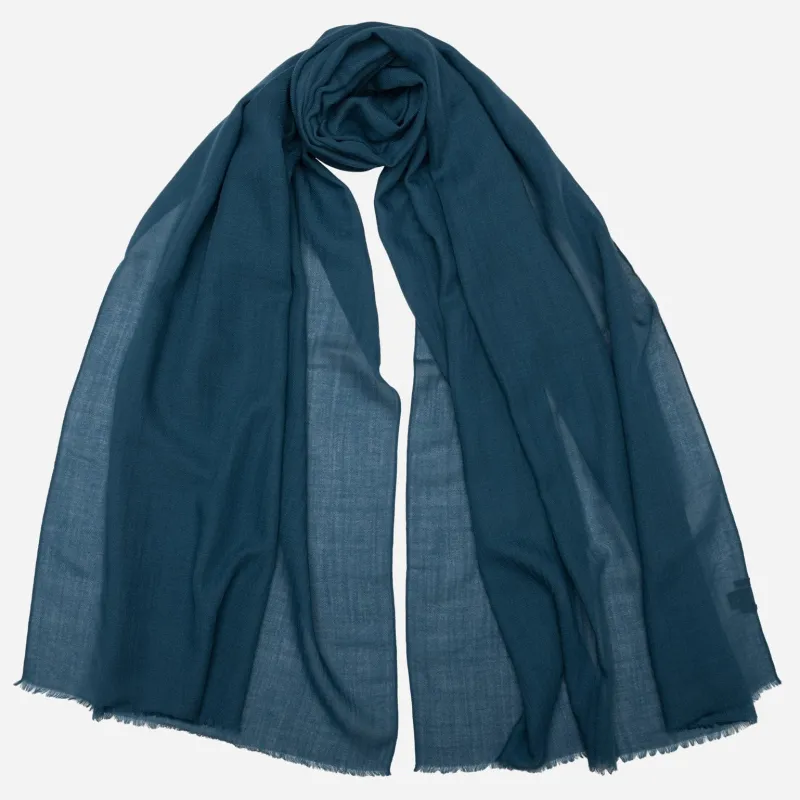 Salerno - Wool Silk Scarf Shawl - Petrol Blue sold by Elizabetta