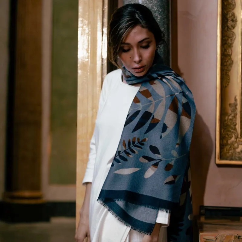 Georgia - Wool Scarf - Sky Blue sold by Elizabetta