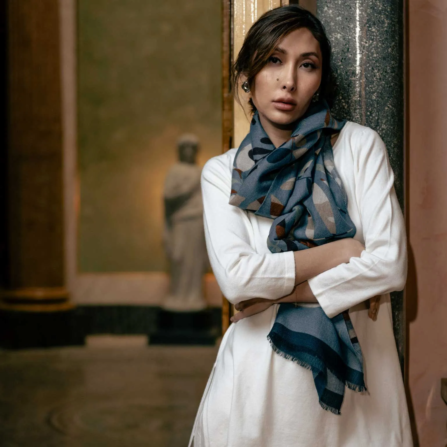 Georgia - Wool Scarf - Sky Blue sold by Elizabetta product image thumbnail 4