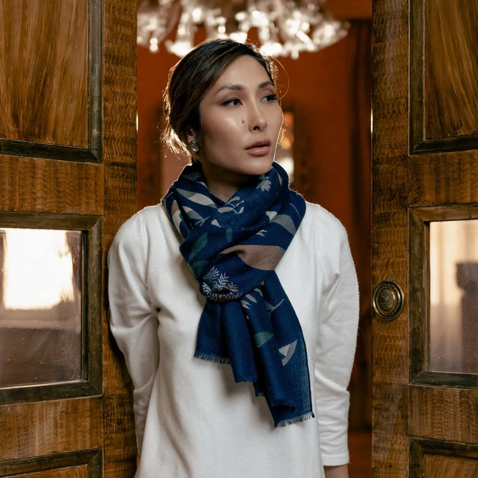 Georgia - Wool Scarf - Navy sold by Elizabetta product image thumbnail 4