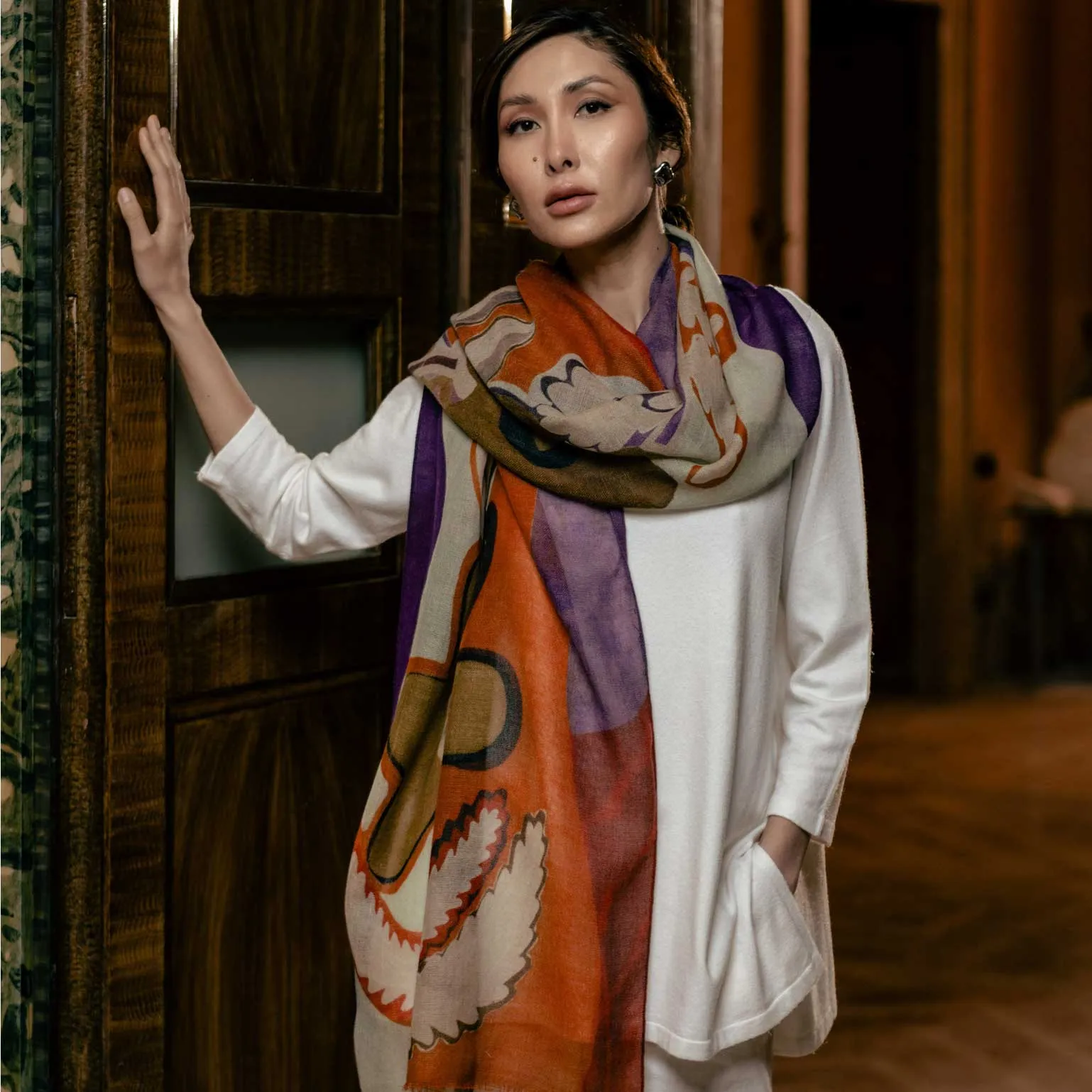 Irene - Wool Scarf - Rust and Purple sold by Elizabetta product image thumbnail 5