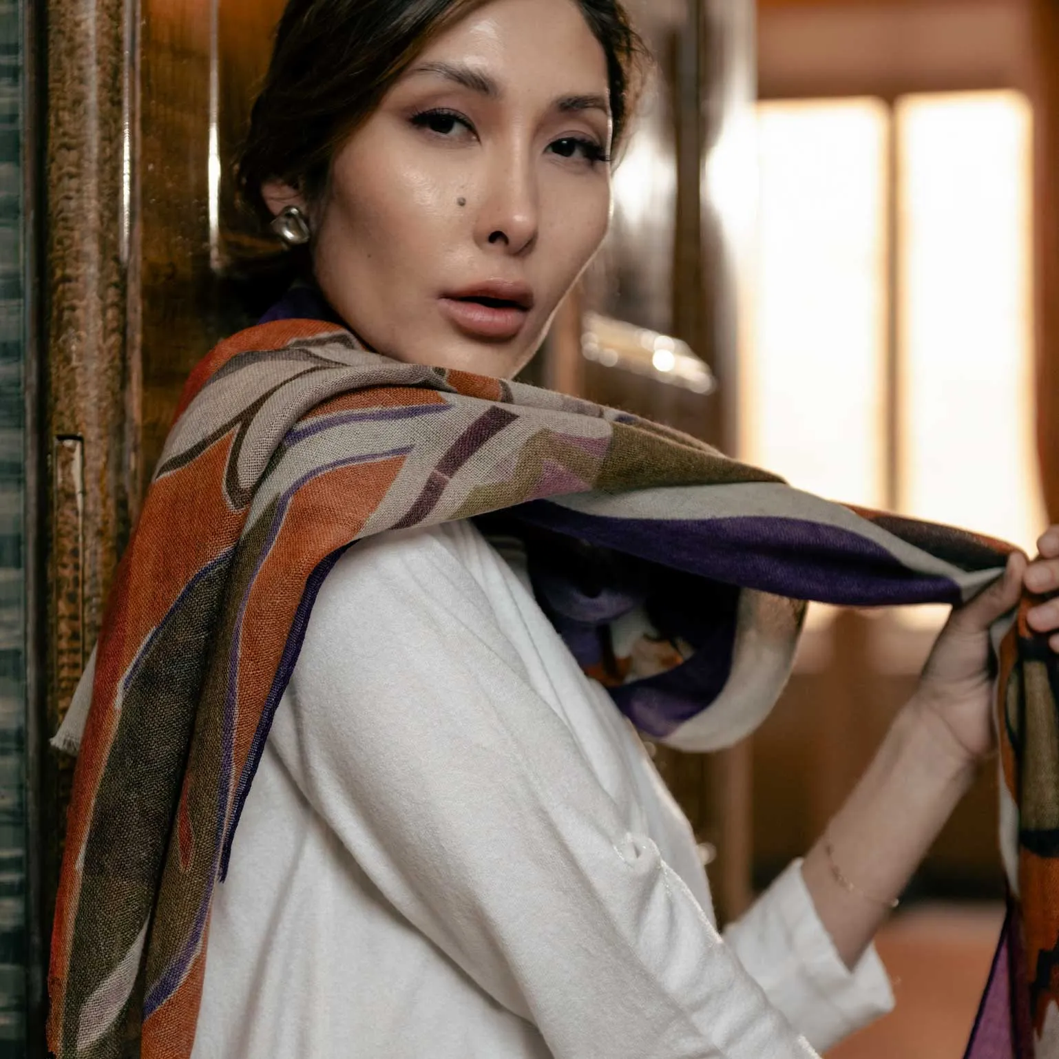 Irene - Wool Scarf - Rust and Purple sold by Elizabetta product image thumbnail 4