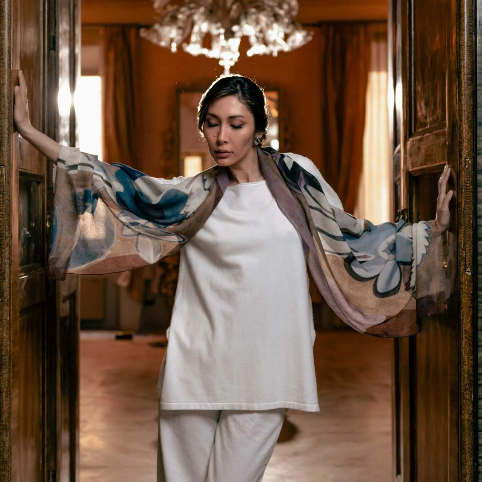 Irene - Wool Scarf - Blue and Lavender sold by Elizabetta product image thumbnail 4