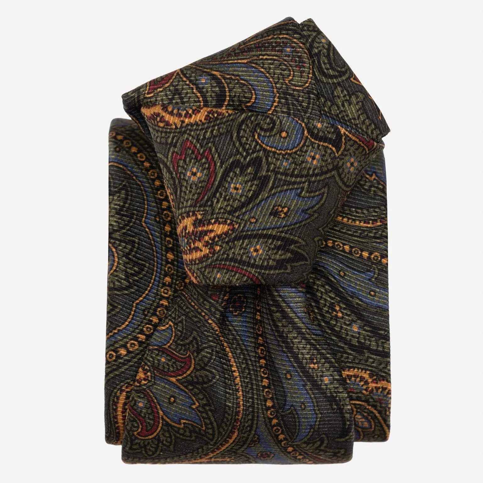 Marsala - Printed Madder Silk Tie - Forest Green sold by Elizabetta