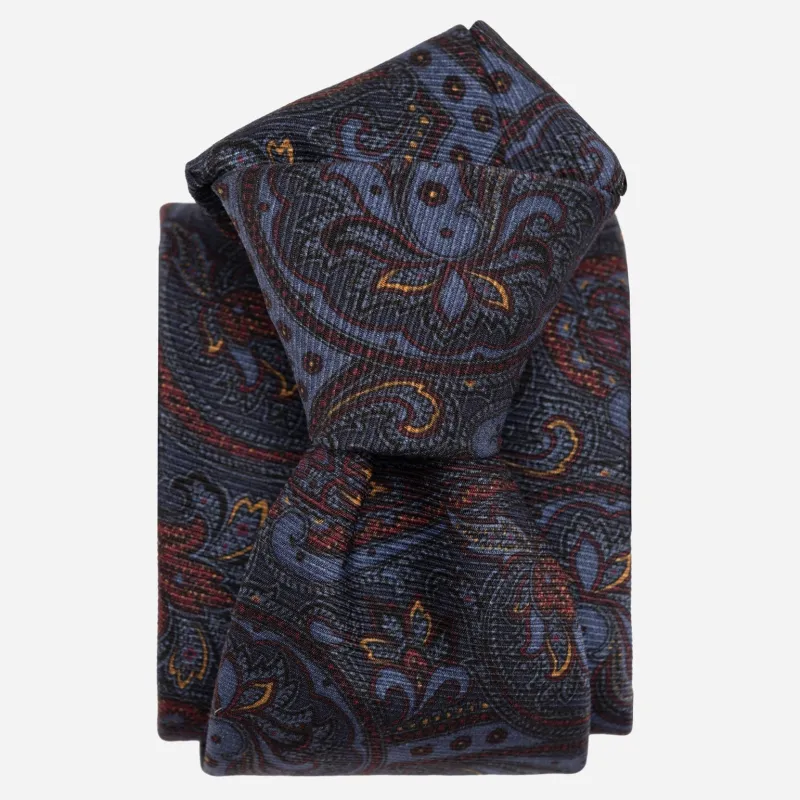 Marsala - Printed Madder Silk Tie - Blue sold by Elizabetta