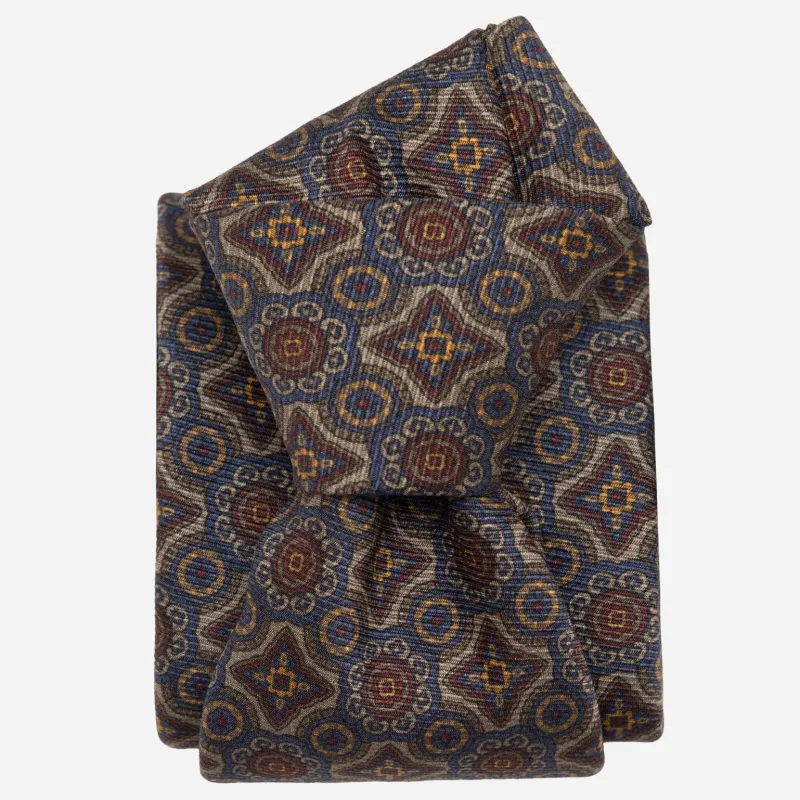 Lorenzo - Printed Madder Silk Tie - Blue sold by Elizabetta