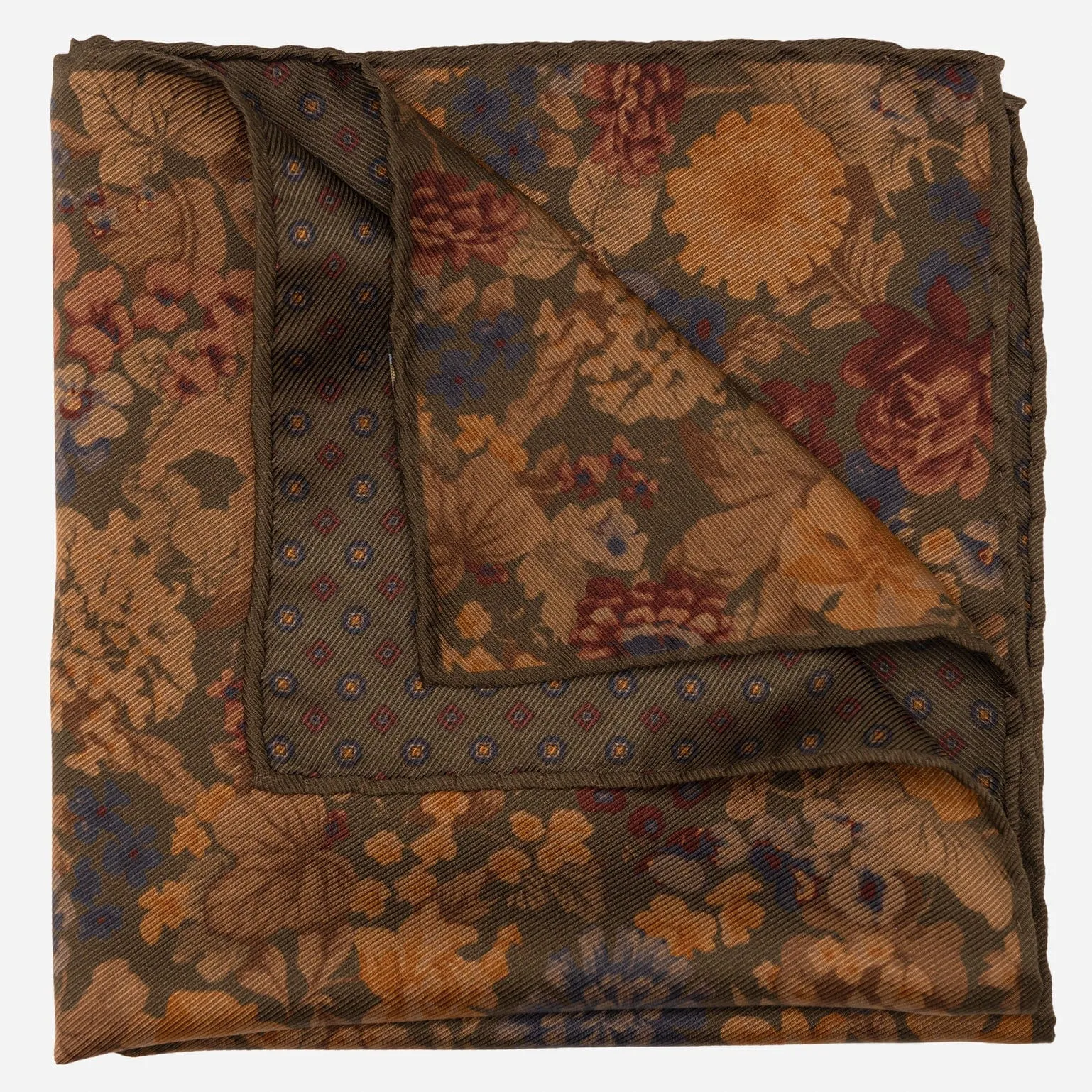 Vico - Double Sided Silk Pocket Square - Olive Green sold by Elizabetta