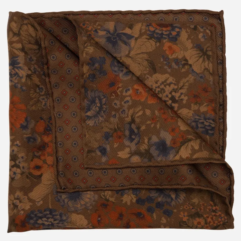 Vico - Double Sided Silk Pocket Square - Clay Brown sold by Elizabetta
