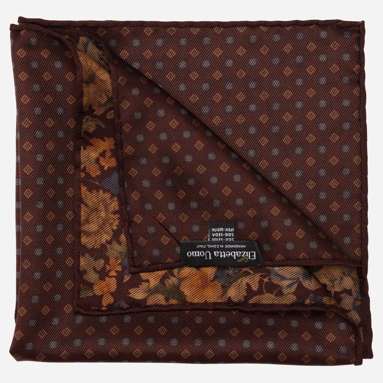 Vico - Double Sided Silk Pocket Square - Bordeaux sold by Elizabetta product image thumbnail 2