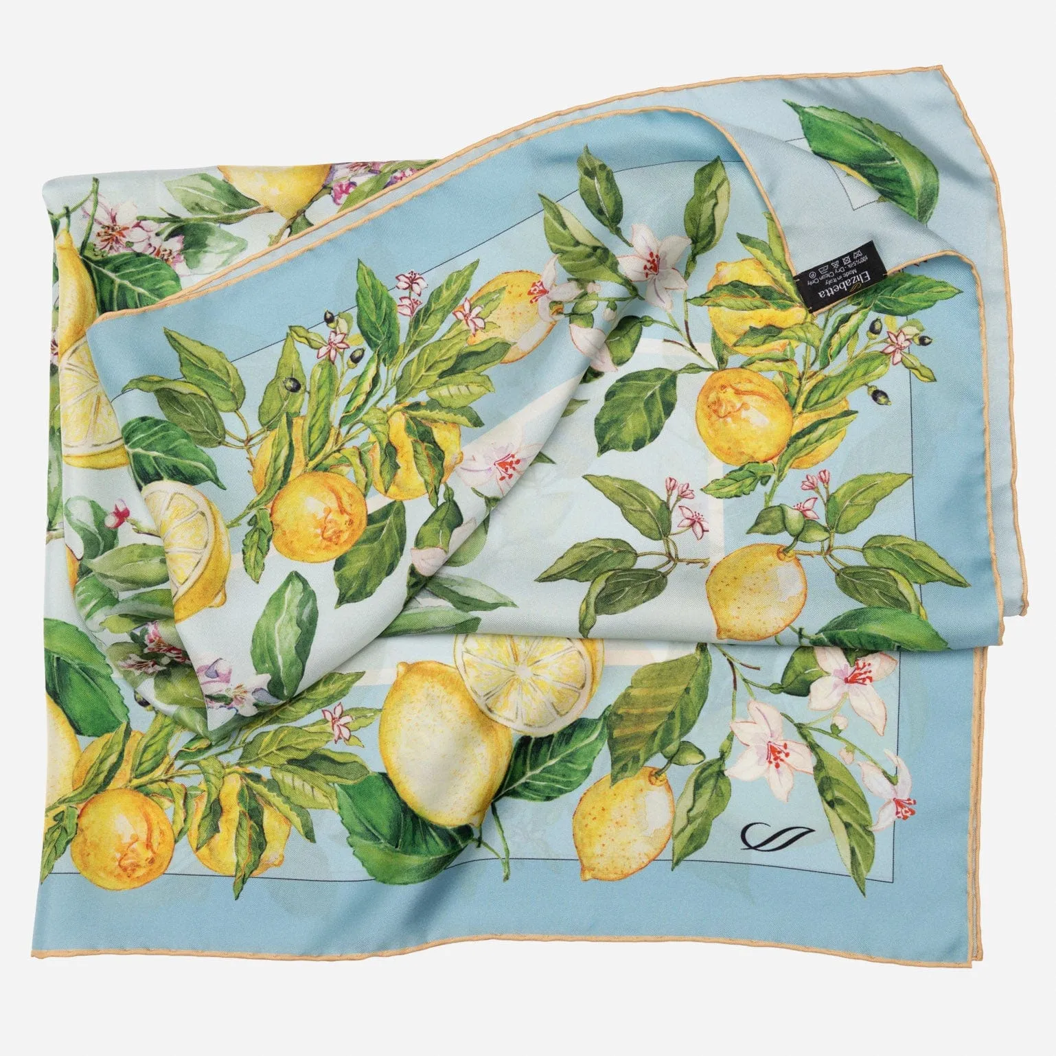 Limoni Fioriti - Silk Foulard - Sky Blue sold by Elizabetta product image thumbnail 3