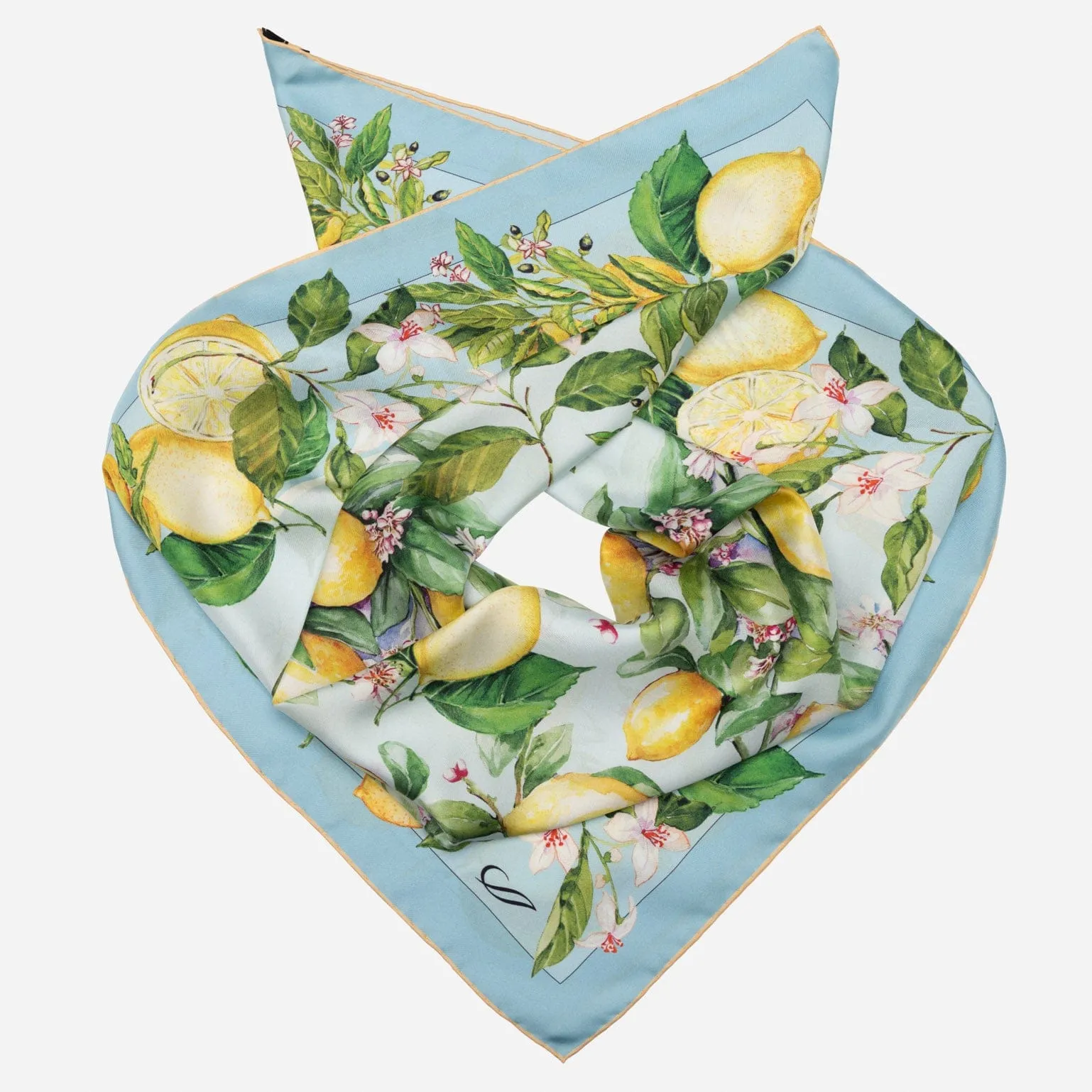 Limoni Fioriti - Silk Foulard - Sky Blue sold by Elizabetta product image thumbnail 2