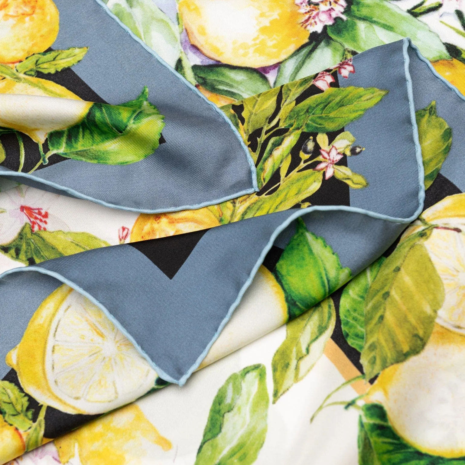 Limoni Fioriti - Silk Foulard - Black sold by Elizabetta product image thumbnail 4