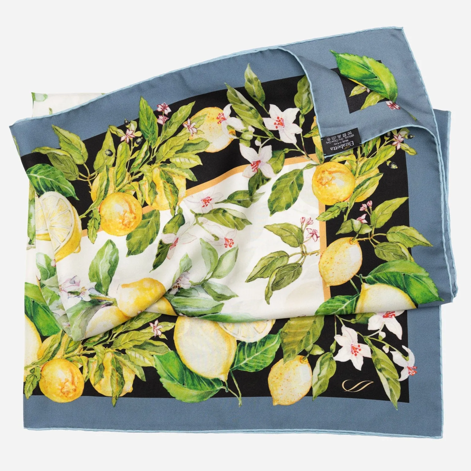 Limoni Fioriti - Silk Foulard - Black sold by Elizabetta product image thumbnail 3