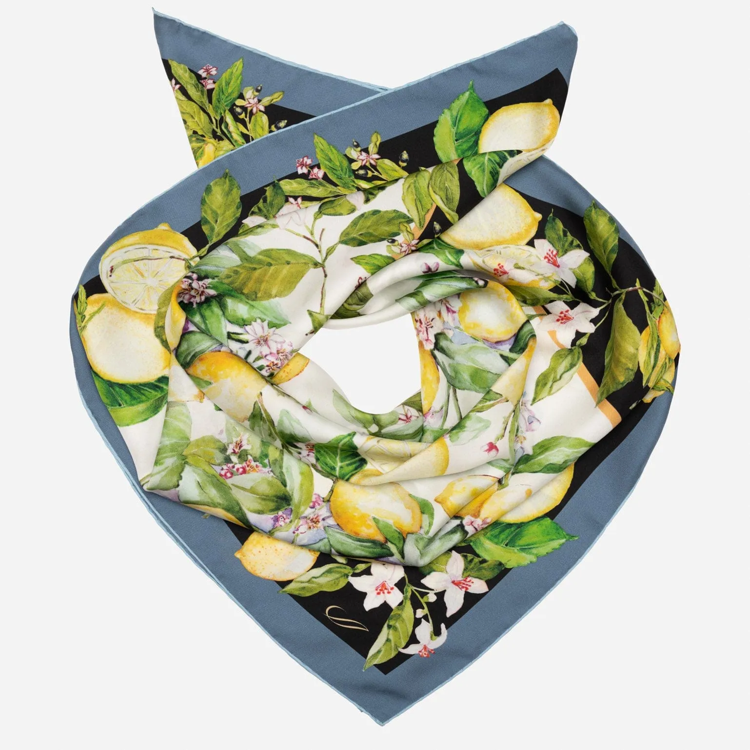 Limoni Fioriti - Silk Foulard - Black sold by Elizabetta product image thumbnail 2