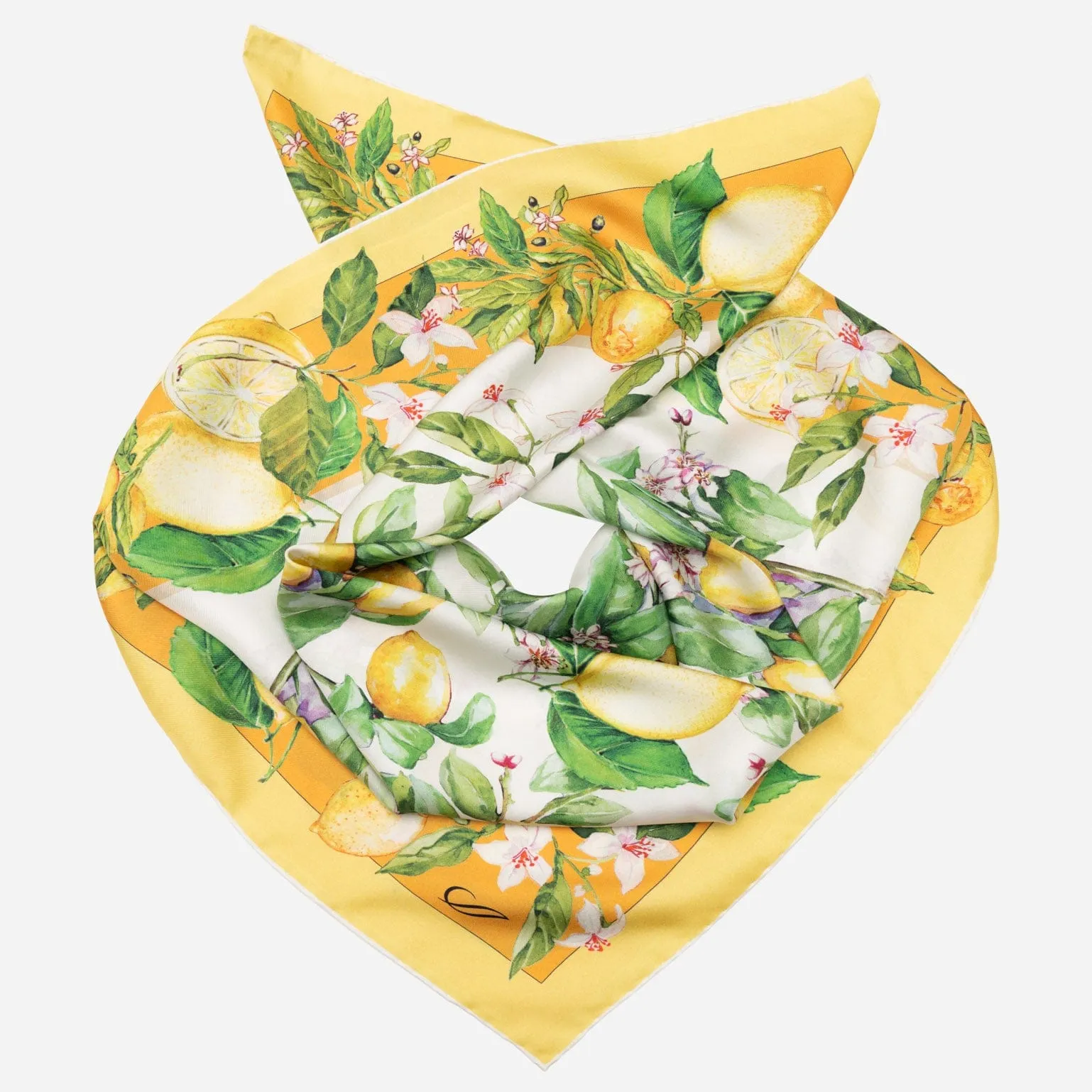 Limoni Fioriti - Silk Foulard - Yellow sold by Elizabetta product image thumbnail 2